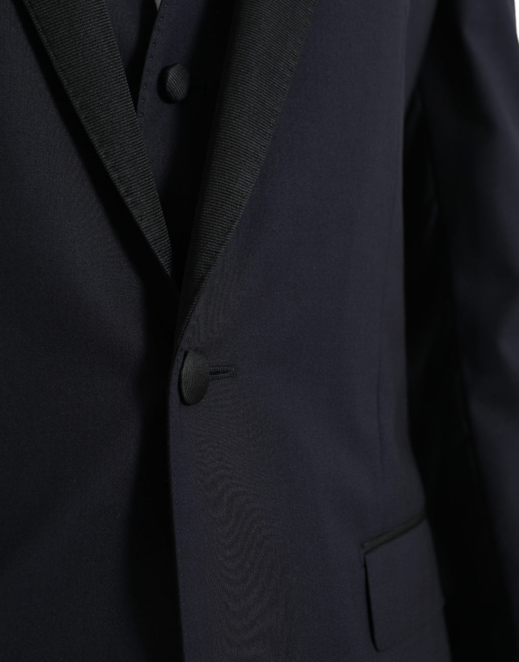 Dolce & Gabbana Blue Wool MARTINI 1 Button Men 3 Piece Suit