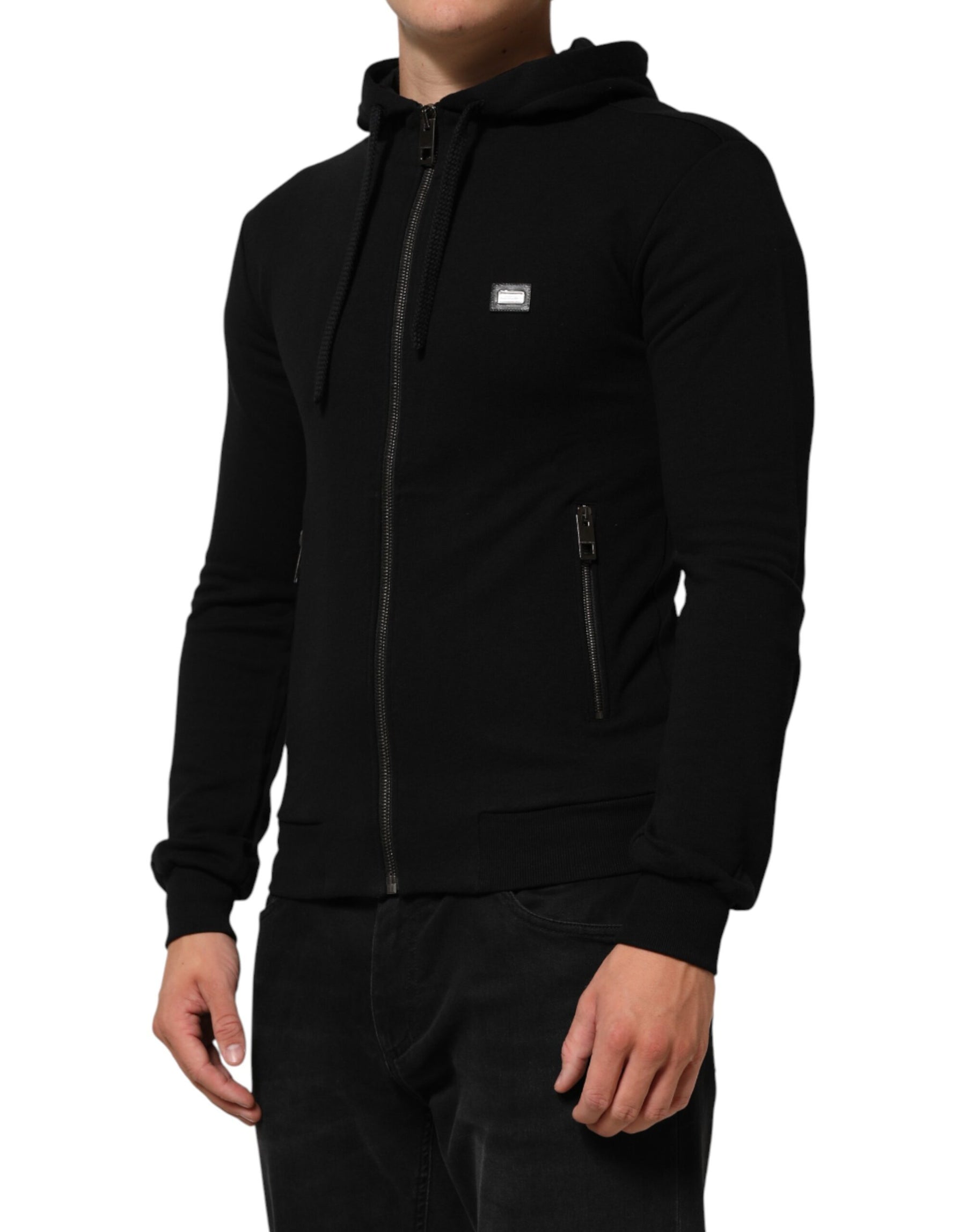 Dolce & Gabbana Sweater Black Cotton Hooded Men Sweatshirt Sweater | Regal Royce
