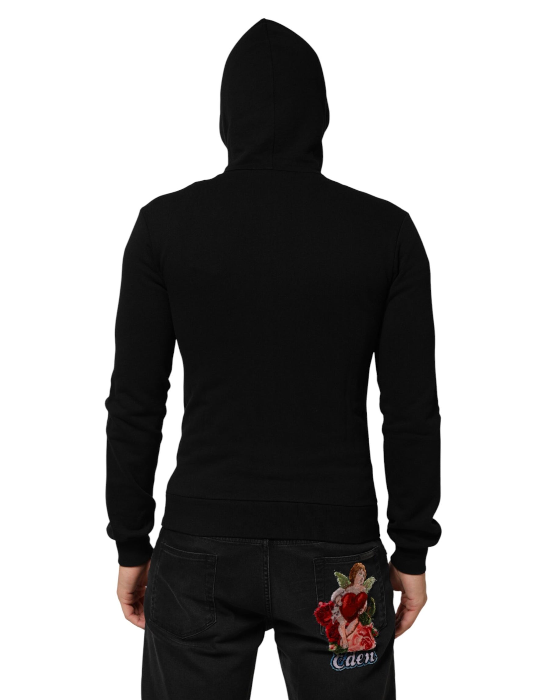 Dolce & Gabbana Sweater Black Cotton Hooded Men Sweatshirt Sweater | Regal Royce
