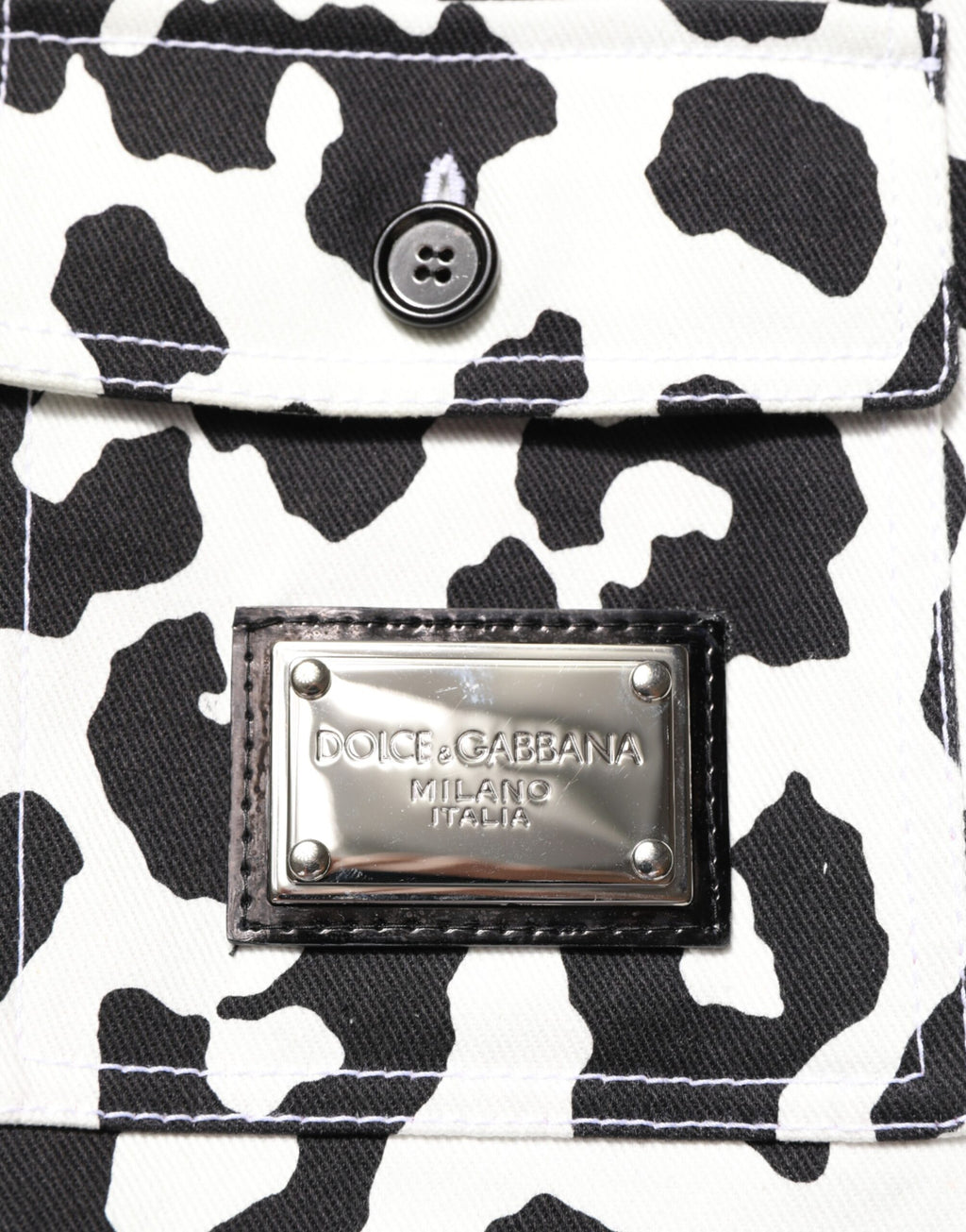 Dolce & Gabbana Black White Leopard Denim Blouson Sweater
