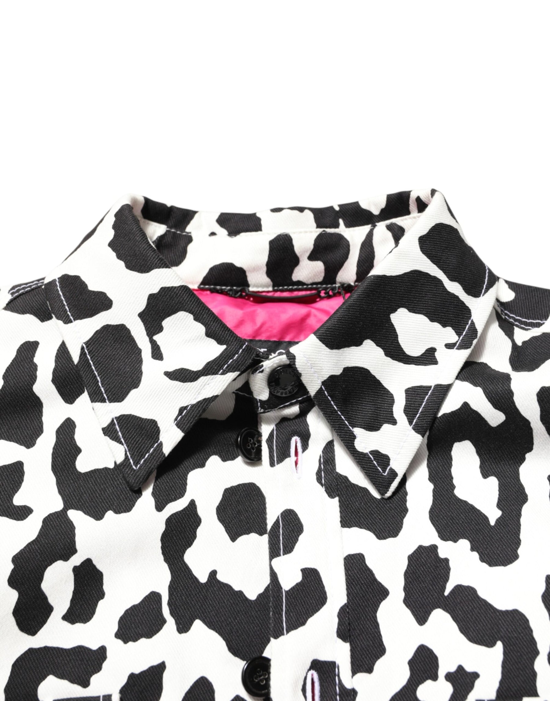 Dolce & Gabbana Black White Leopard Denim Blouson Sweater | Regal Royce