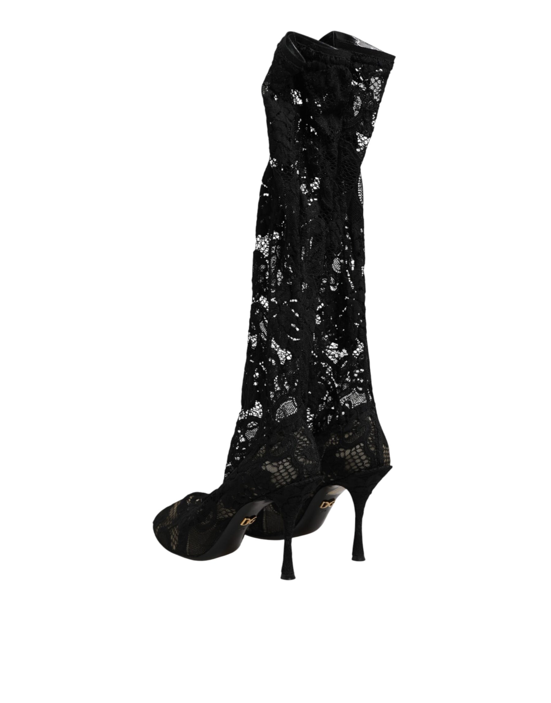 Dolce & Gabbana Black Pumps Taormina Lace Socks Boots Shoes | Regal Royce