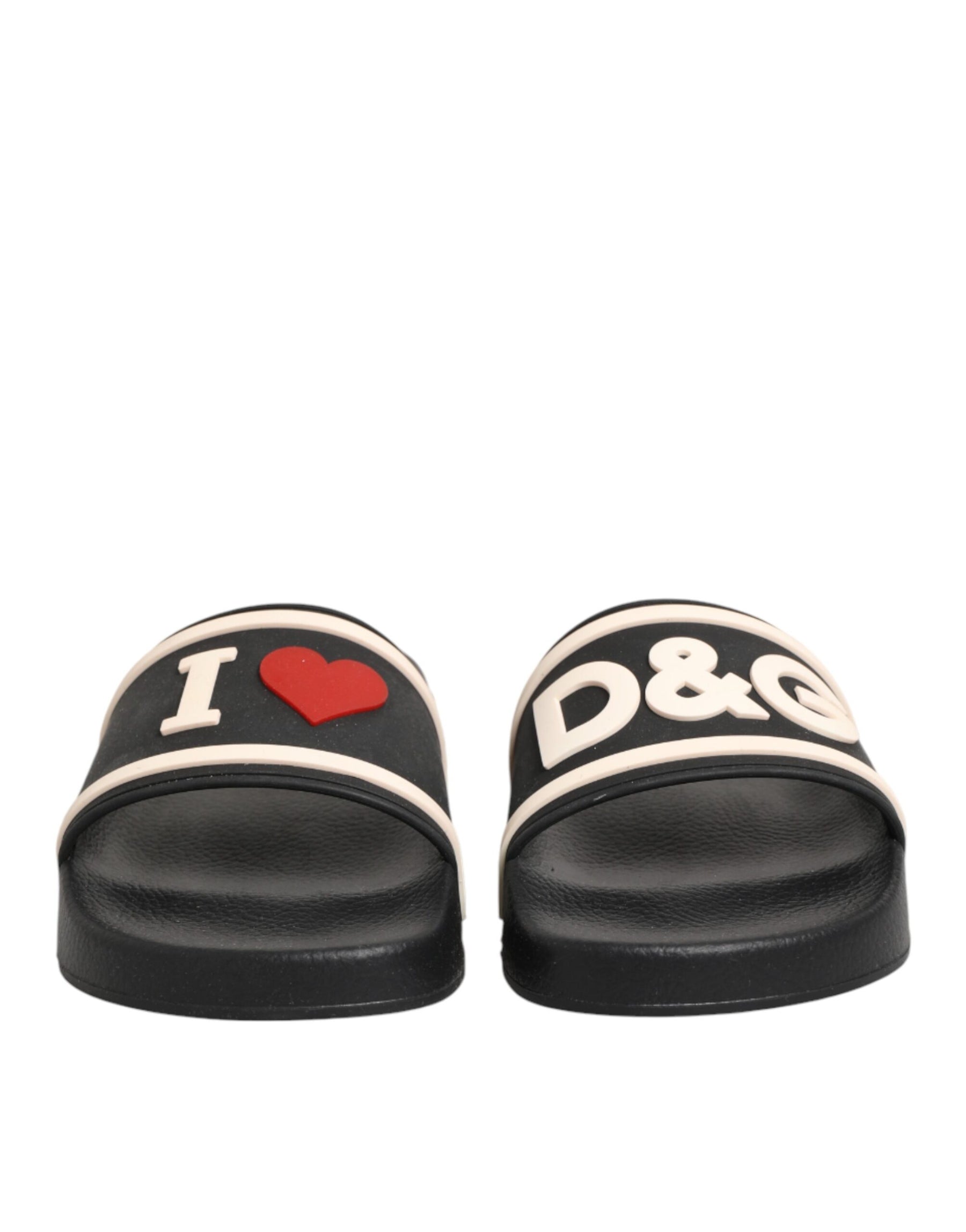 Dolce & Gabbana Black Rubber Slides Sandals Beachwear Shoes | Regal Royce