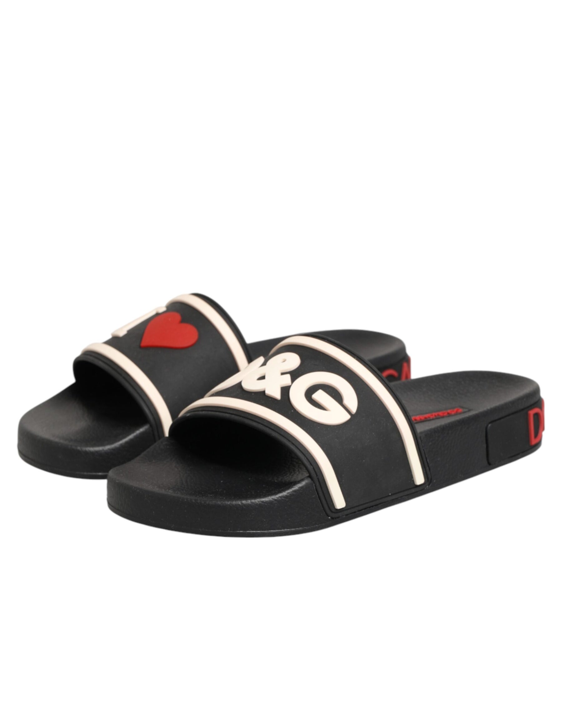 Dolce & Gabbana Black Rubber Slides Sandals Beachwear Shoes | Regal Royce