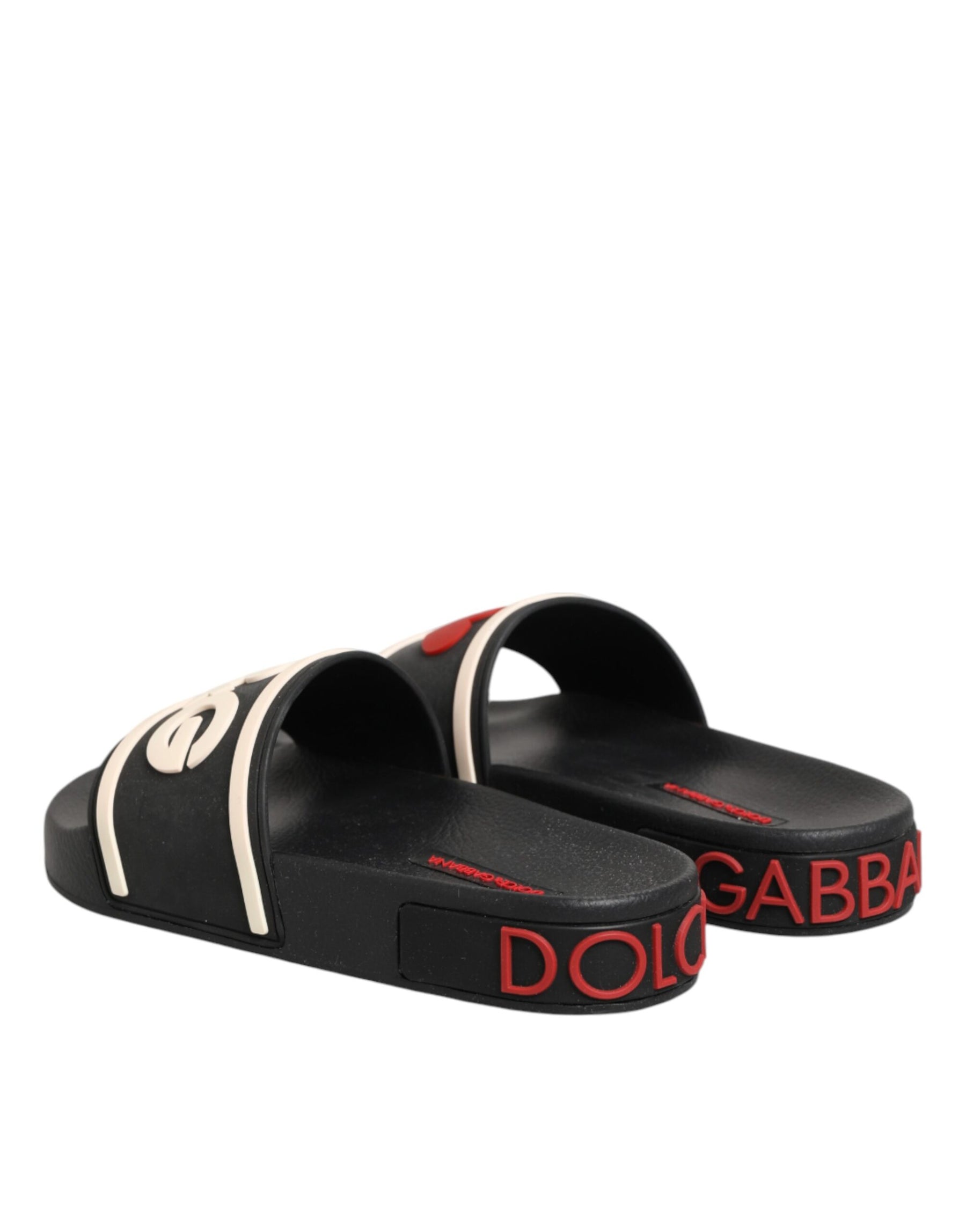 Dolce & Gabbana Black Rubber Slides Sandals Beachwear Shoes | Regal Royce