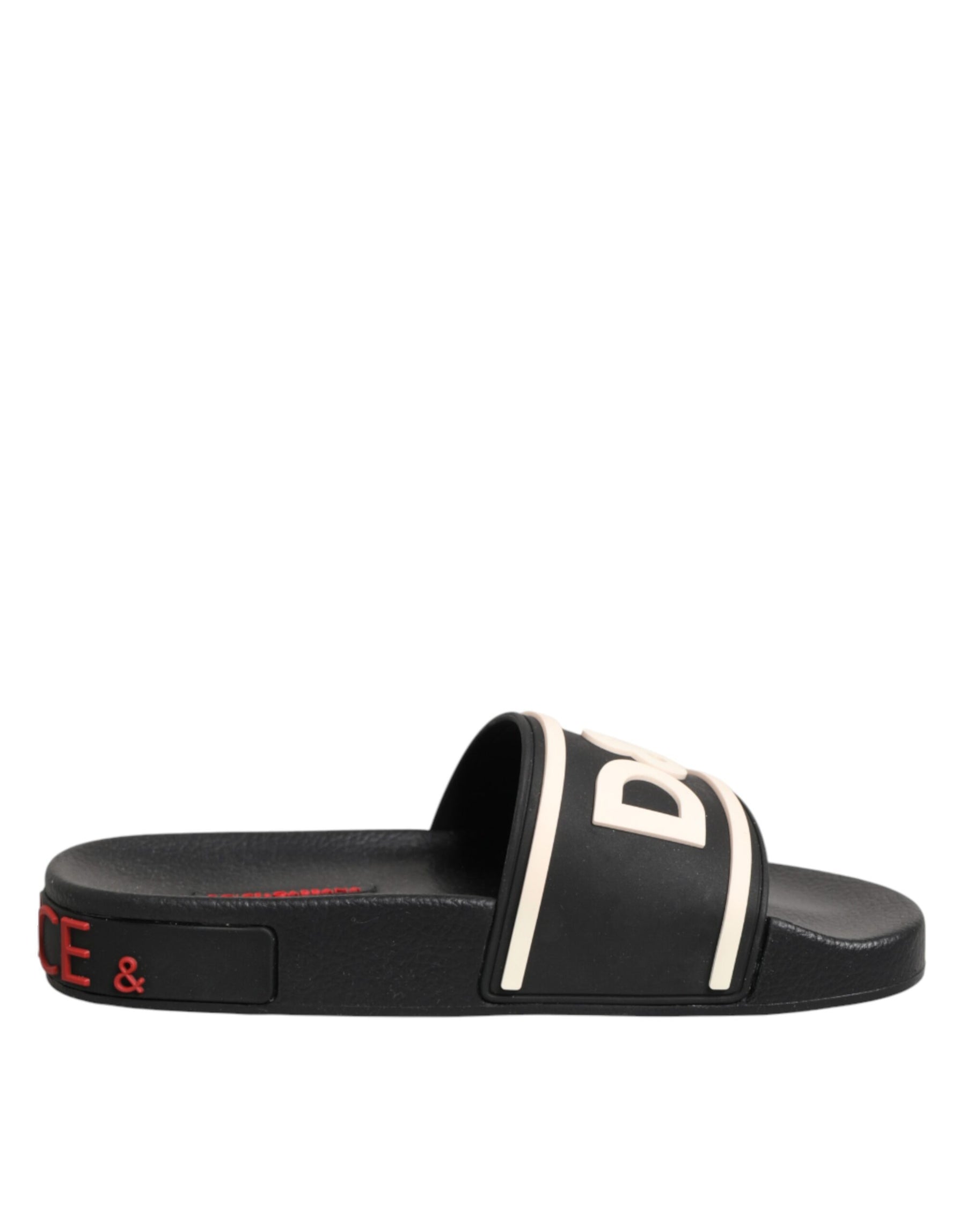Dolce & Gabbana Black Rubber Slides Sandals Beachwear Shoes | Regal Royce