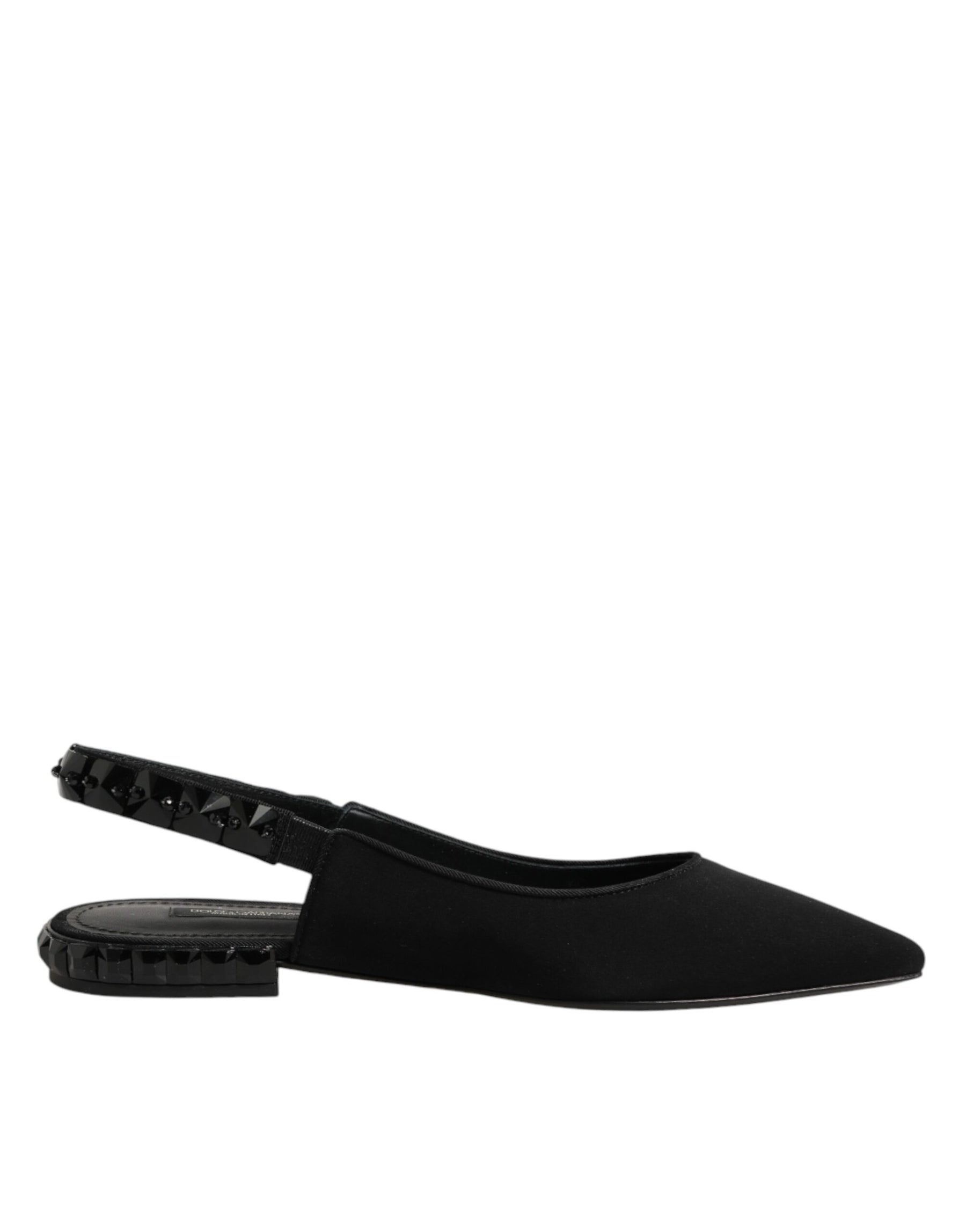 Dolce & Gabbana Black Crystal Charmeuse Slingback Shoes | Regal Royce