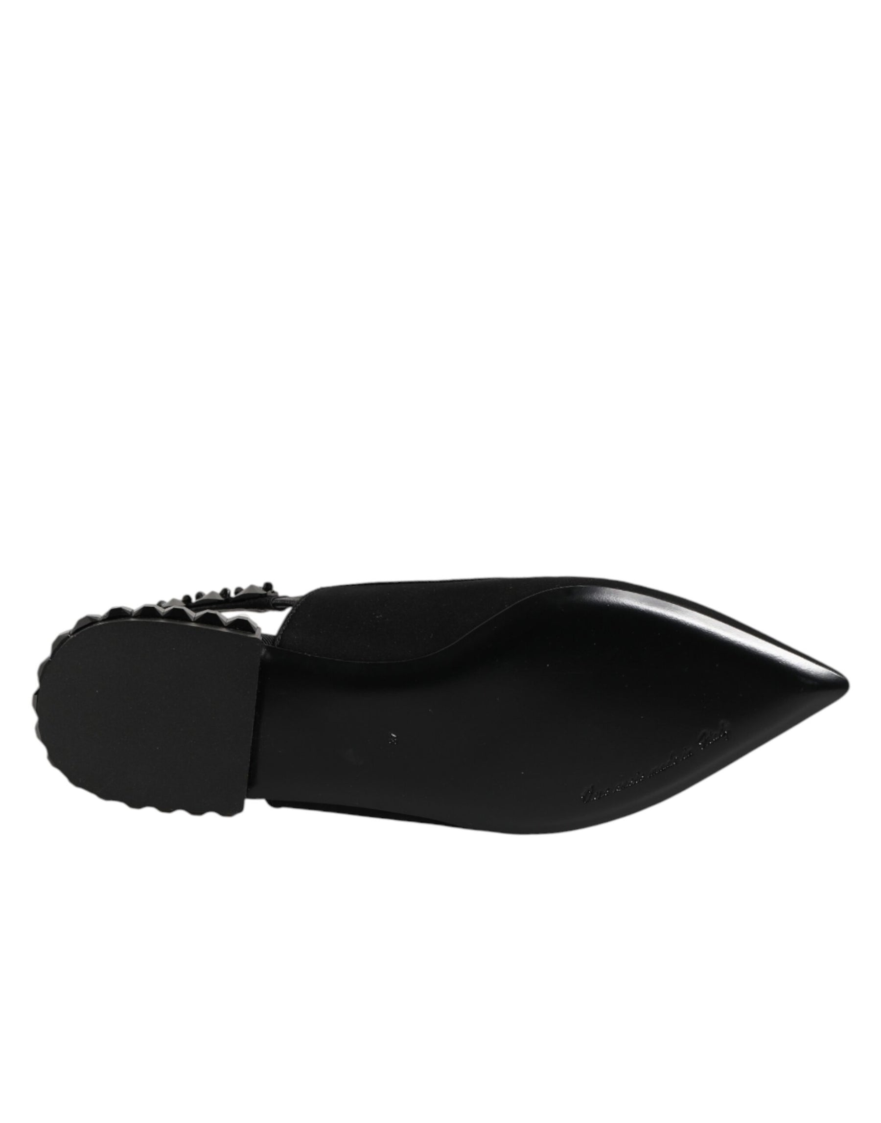 Dolce & Gabbana Black Crystal Charmeuse Slingback Shoes | Regal Royce