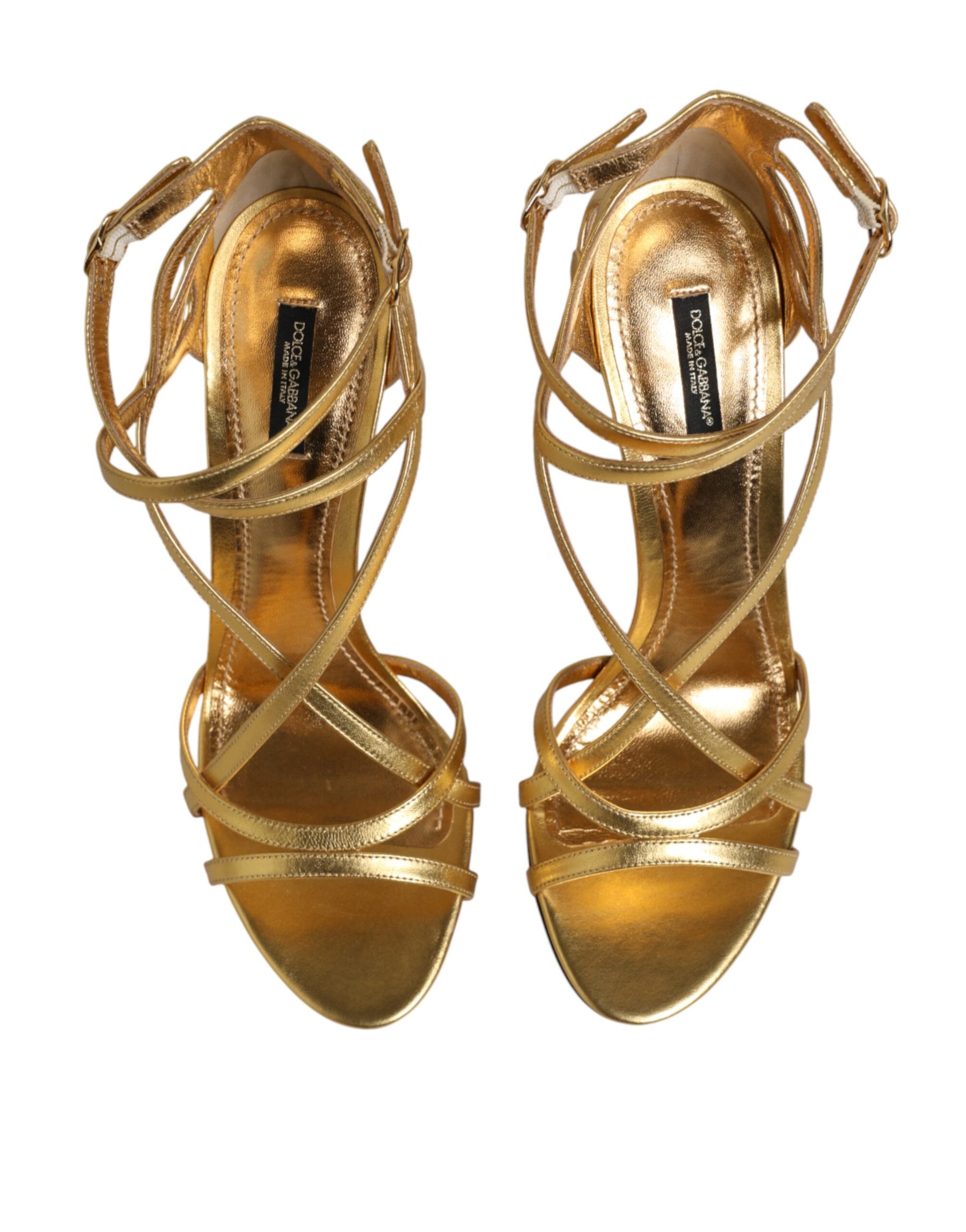 Dolce & Gabbana Gold Leather Keira Heels Sandals Shoes | Regal Royce