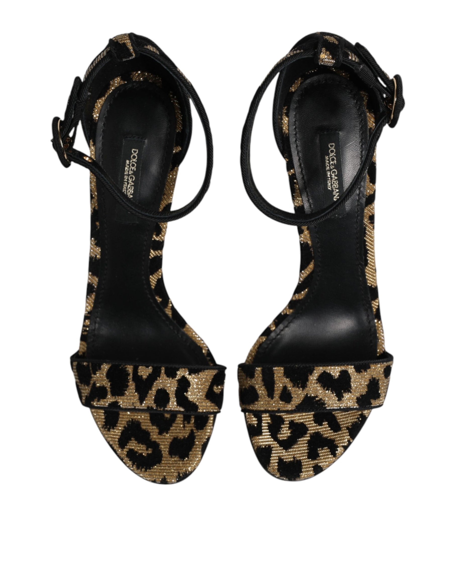 Dolce & Gabbana Gold Leopard Ankle Strap Heels Sandals Shoes | Regal Royce