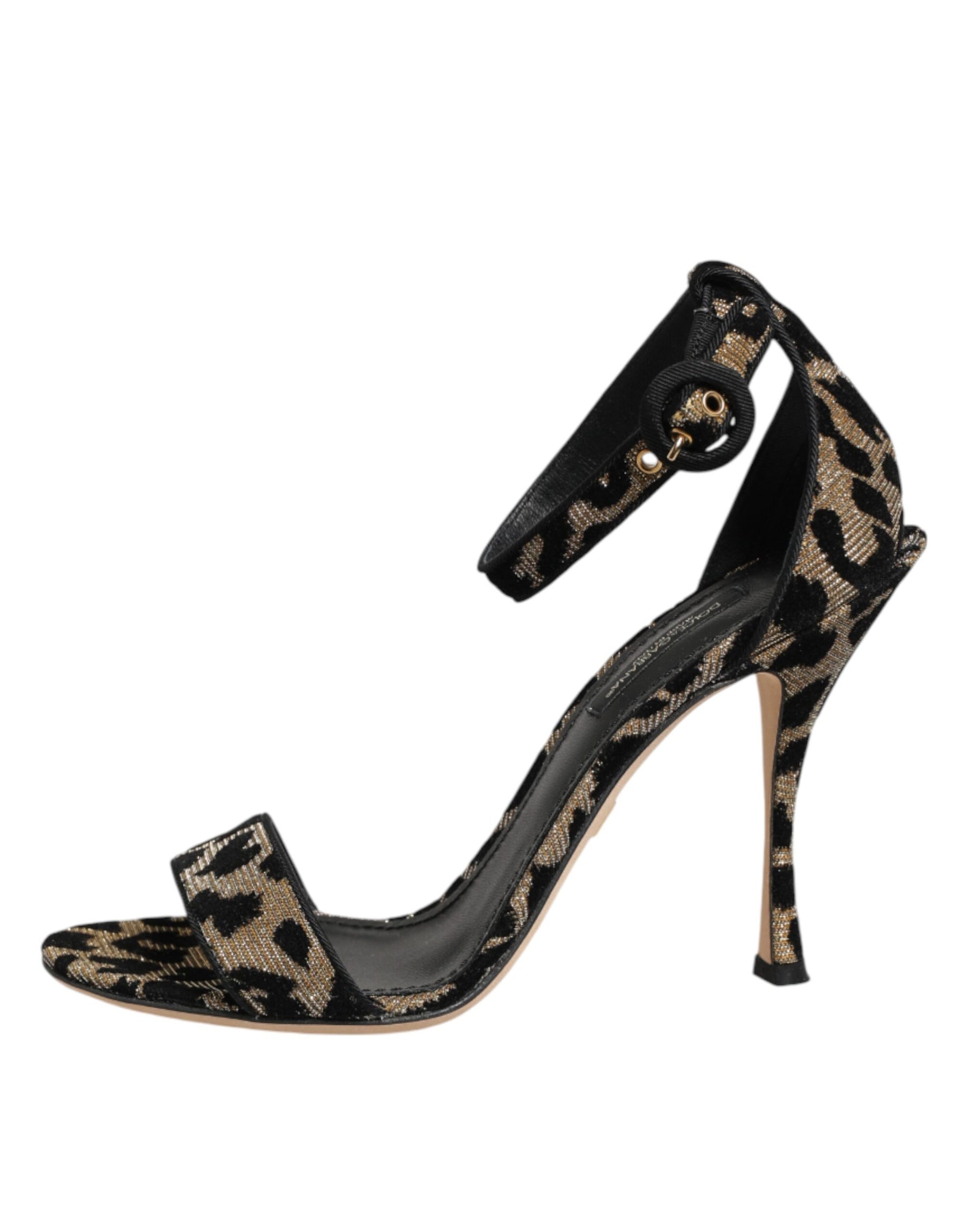 Dolce & Gabbana Gold Leopard Ankle Strap Heels Sandals Shoes | Regal Royce