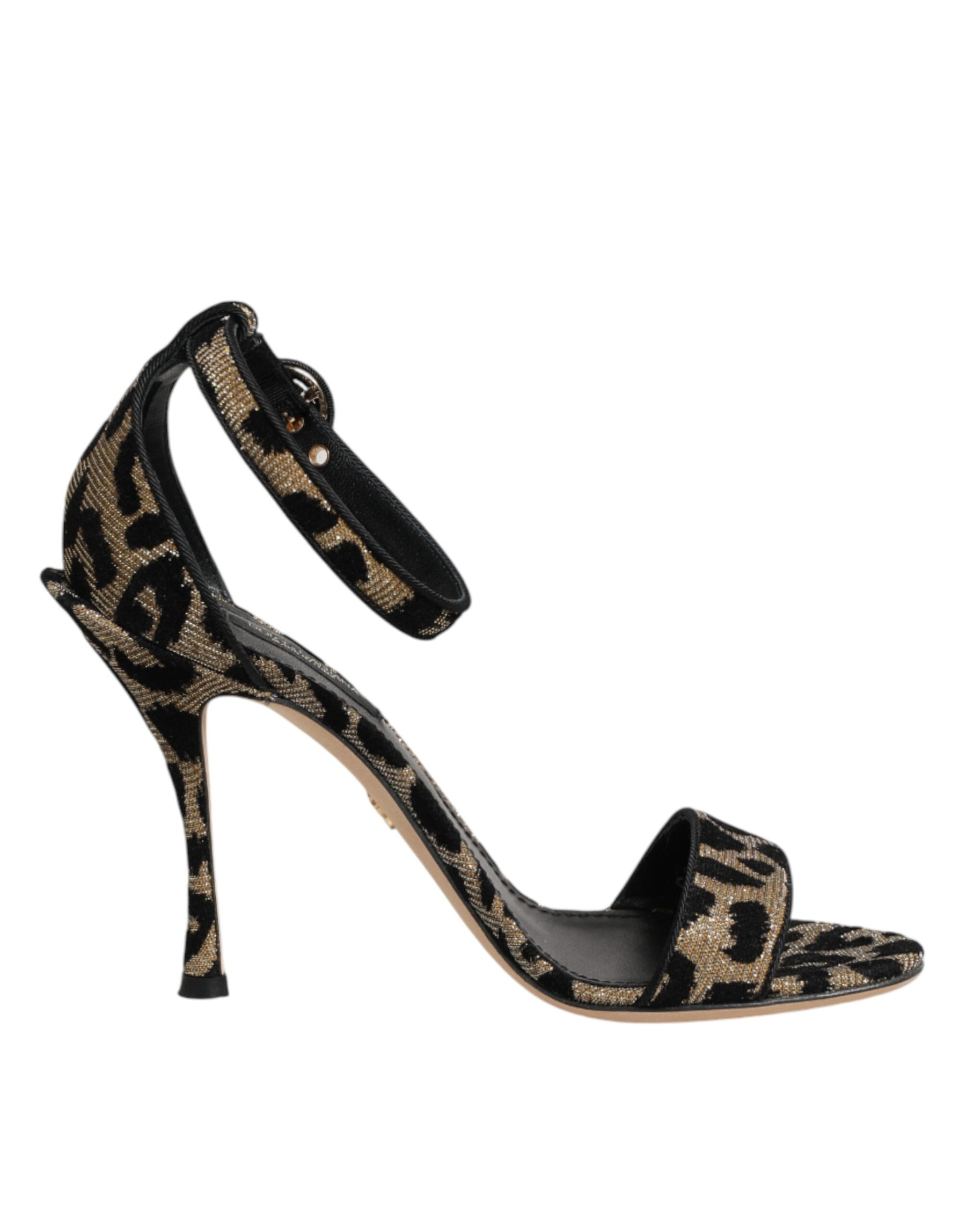 Dolce & Gabbana Gold Leopard Ankle Strap Heels Sandals Shoes | Regal Royce