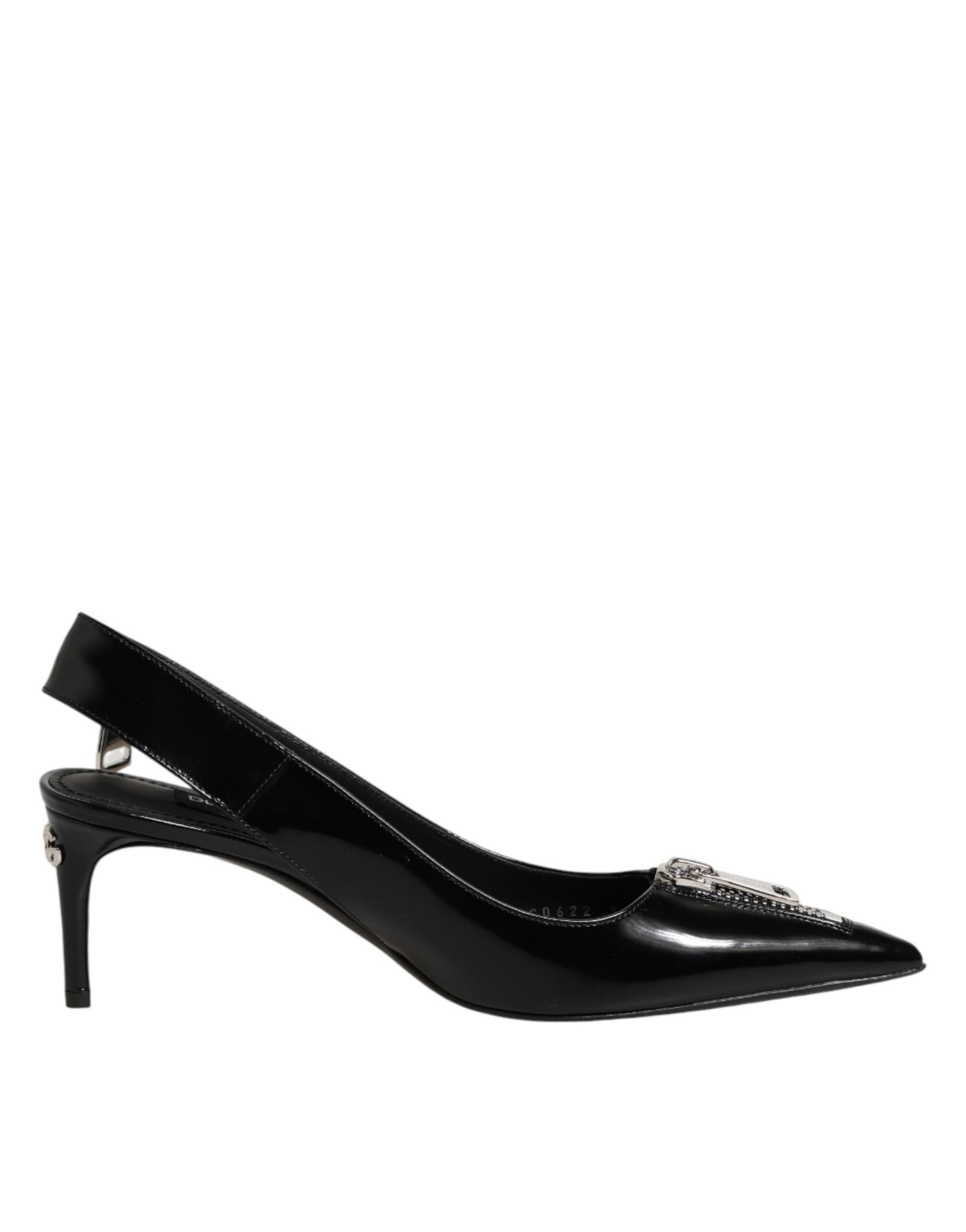 Dolce & Gabbana Black Zipper Leather Heels Slingbacks Shoes | Regal Royce