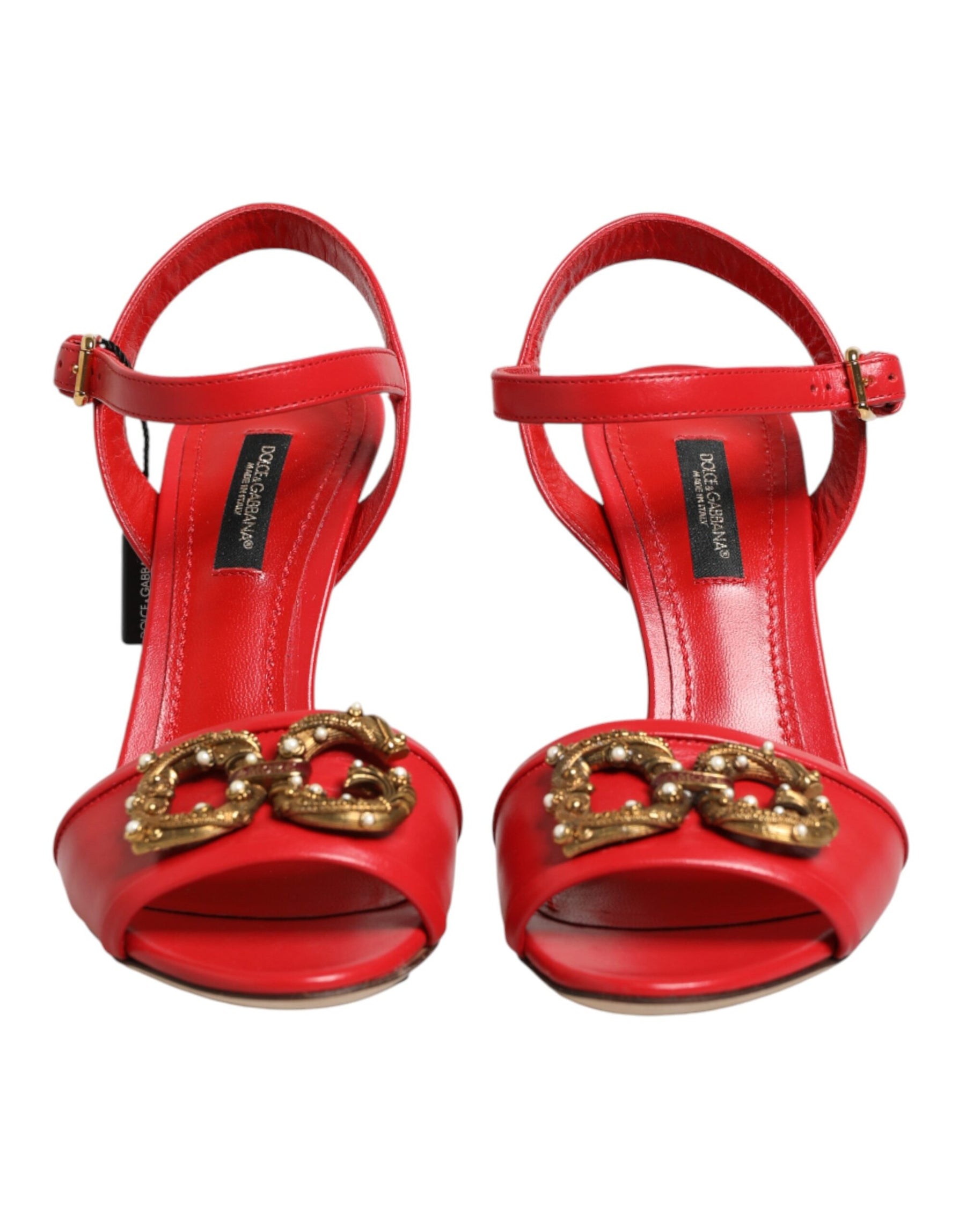 Dolce & Gabbana Red Leather DG AMORE Heels Sandals Shoes | Regal Royce