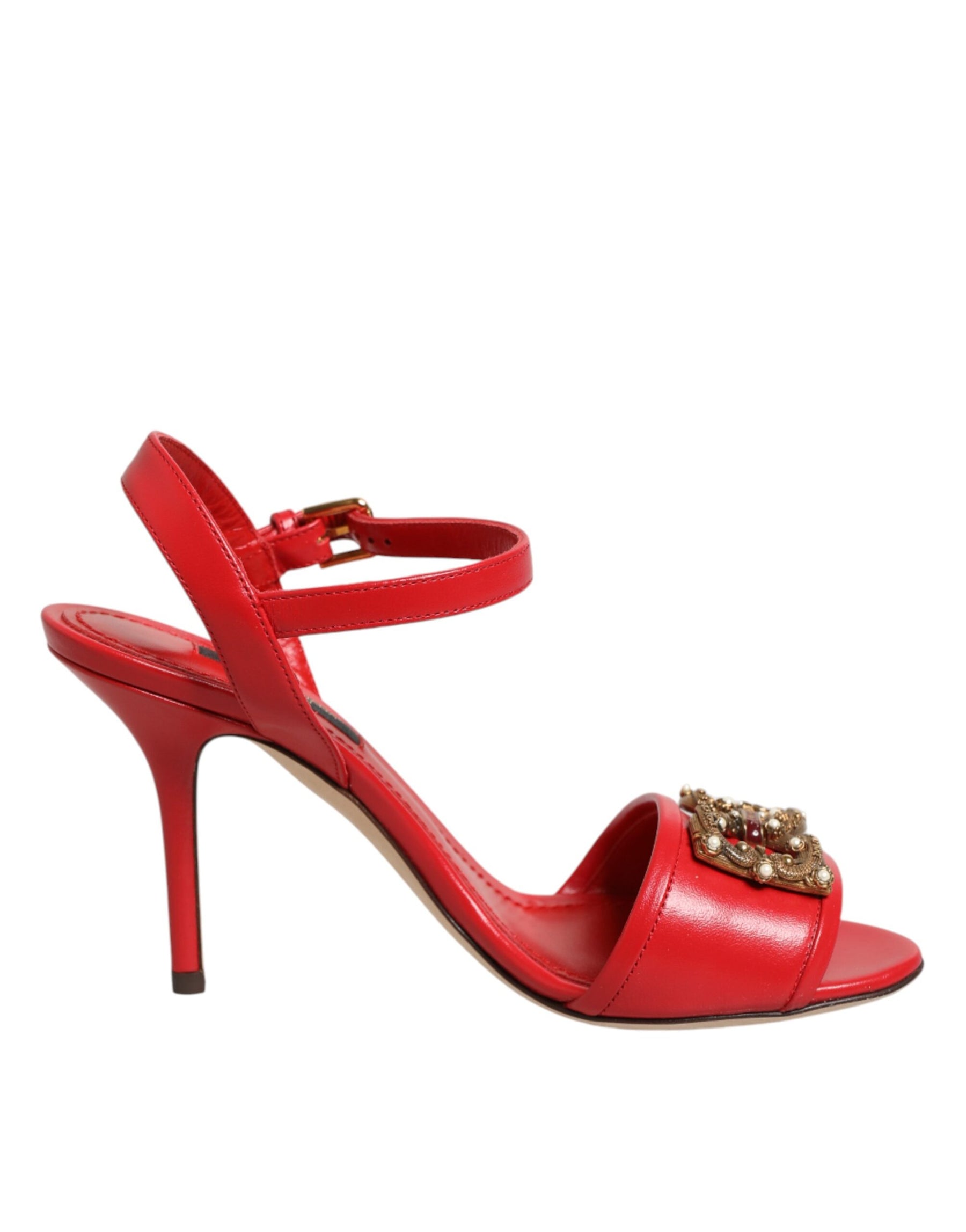 Dolce & Gabbana Red Leather DG AMORE Heels Sandals Shoes | Regal Royce