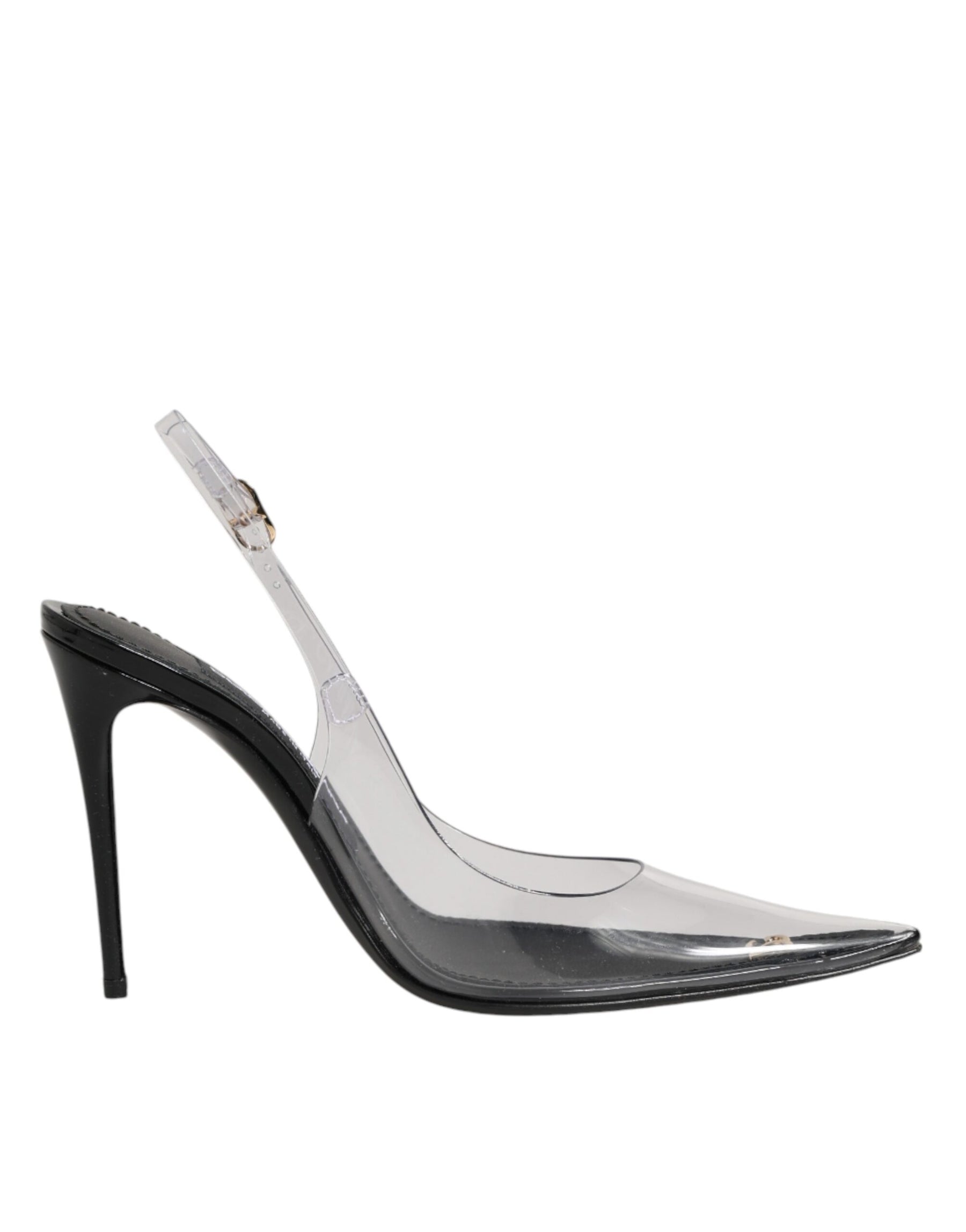 Dolce & Gabbana Black Leather Clear PVC Slingback Pumps Shoes | Regal Royce