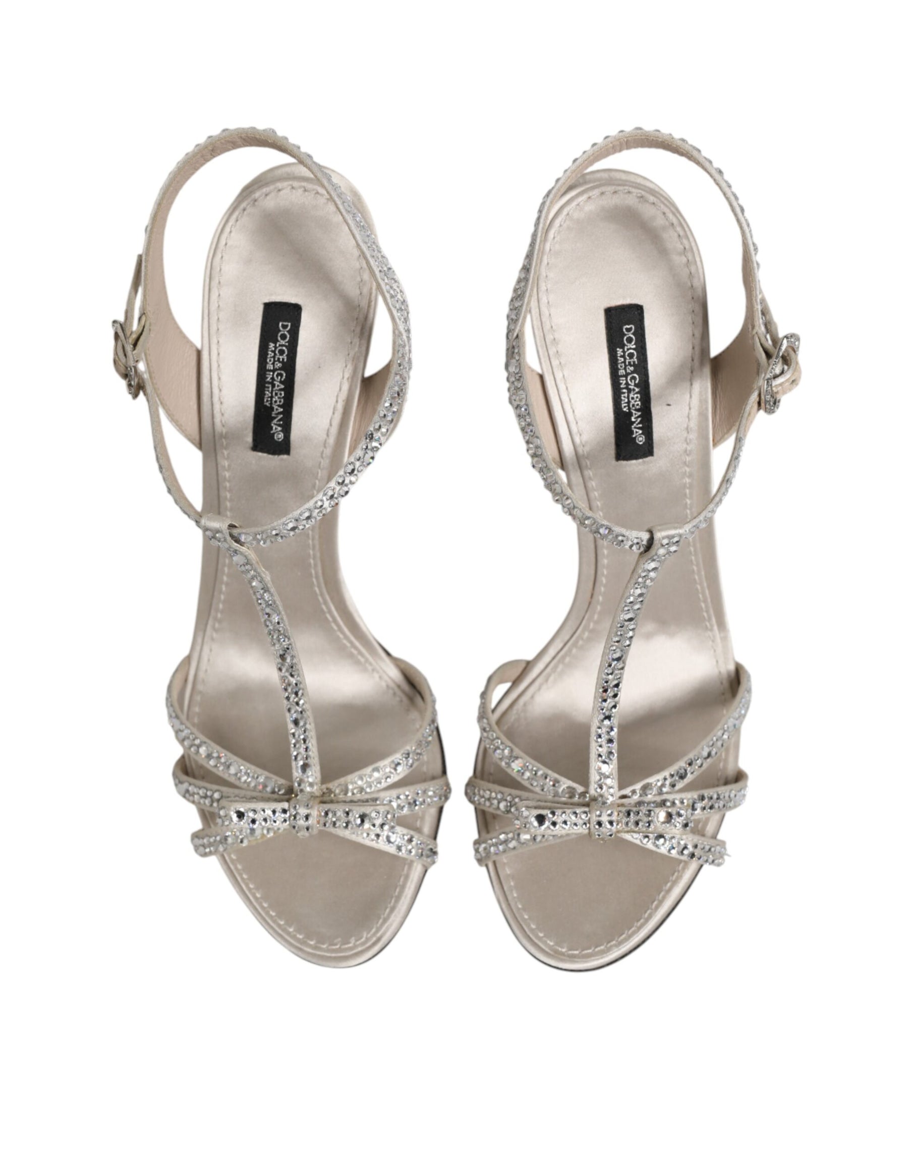 Dolce & Gabbana Silver Strass Ankle Strap Heels Sandals Shoes | Regal Royce