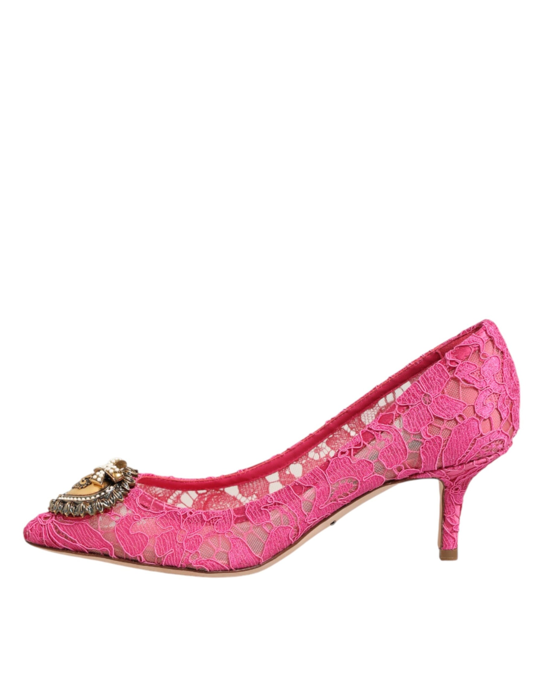 Dolce & Gabbana Pink Taormina Lace DEVOTION Pumps Shoes | Regal Royce