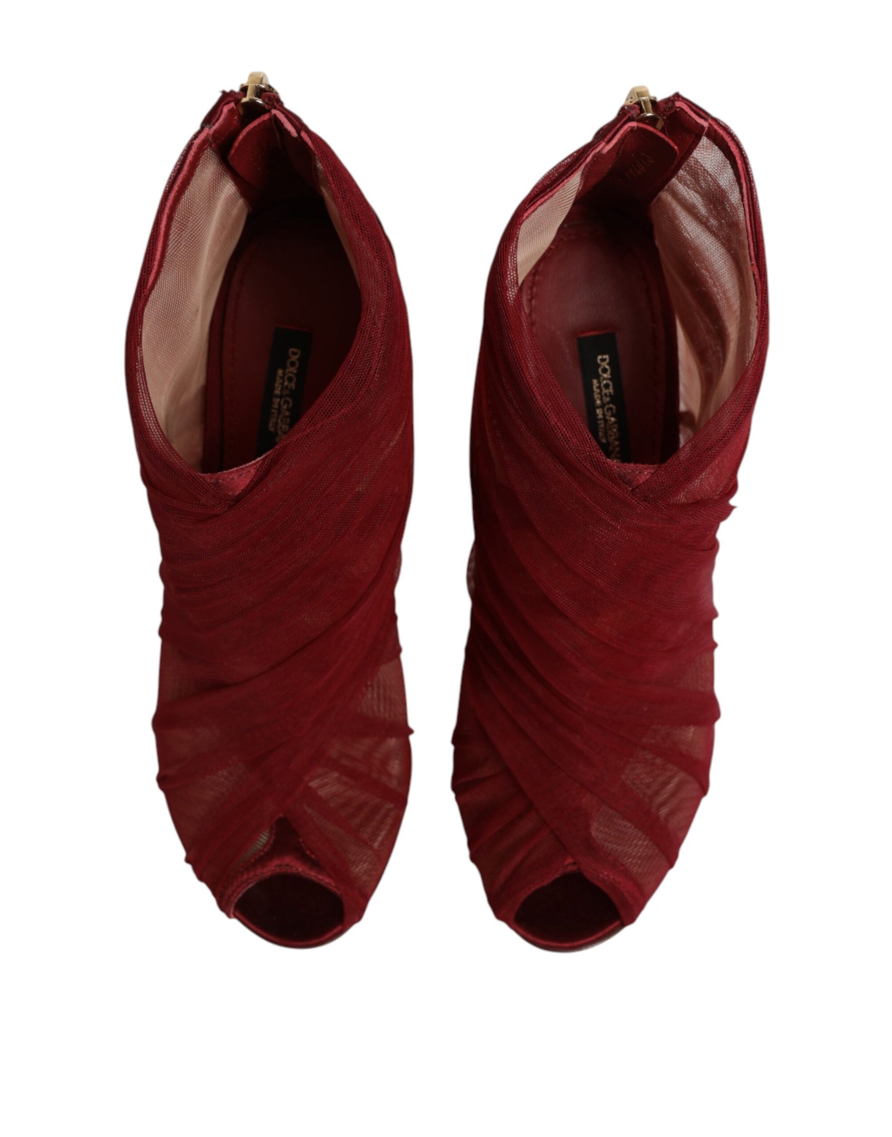 Dolce & Gabbana Red Tulle Ankle Boots Stiletto Heels Shoes | Regal Royce