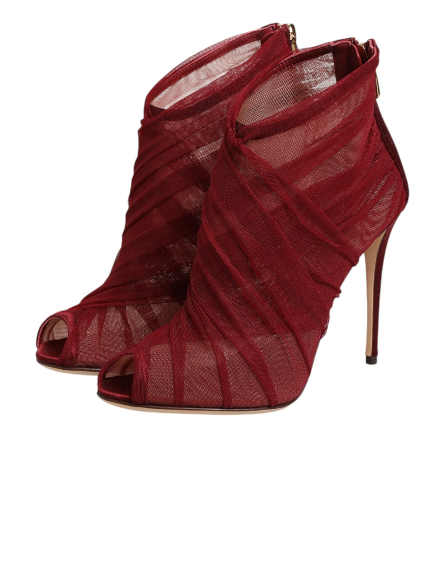 Dolce & Gabbana Red Tulle Ankle Boots Stiletto Heels Shoes | Regal Royce