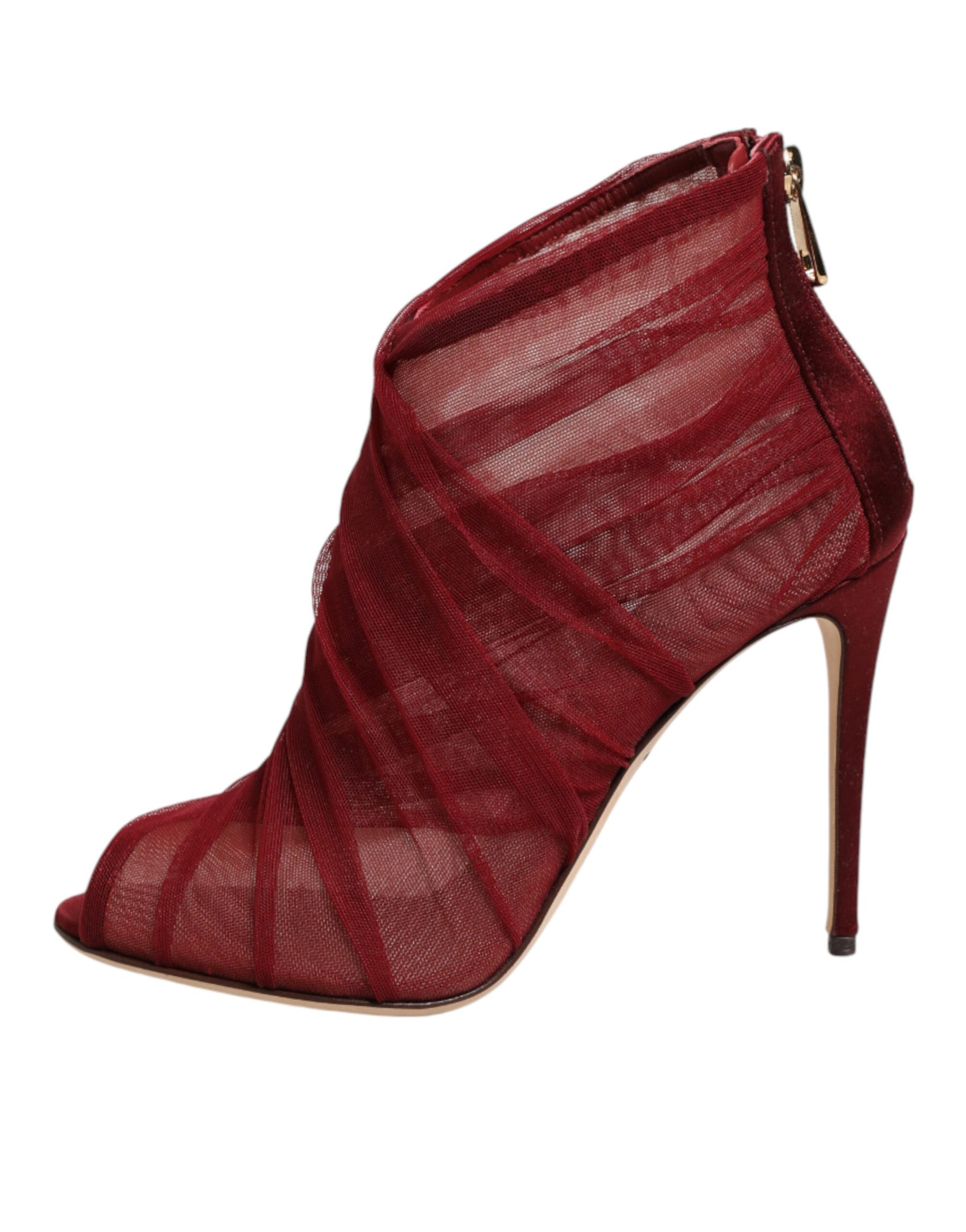 Dolce & Gabbana Red Tulle Ankle Boots Stiletto Heels Shoes | Regal Royce
