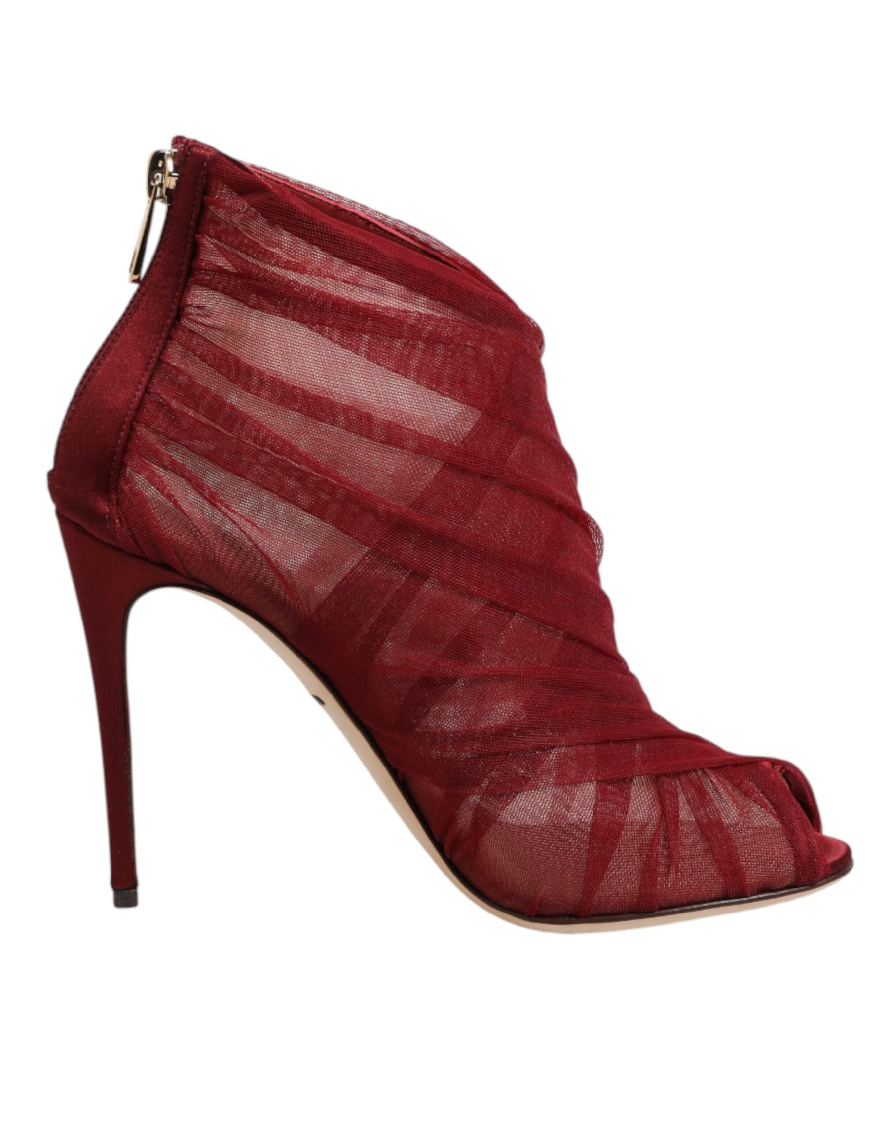 Dolce & Gabbana Red Tulle Ankle Boots Stiletto Heels Shoes | Regal Royce