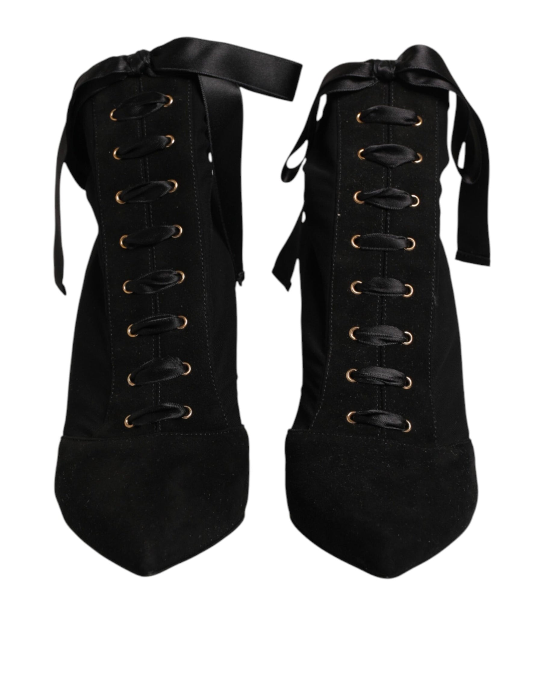 Dolce & Gabbana Black Stiletto Heels Lace Up Boots Shoes | Regal Royce