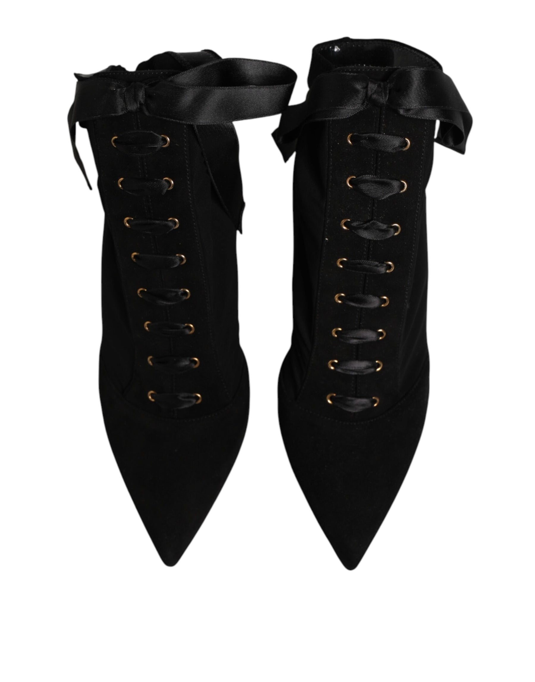 Dolce & Gabbana Black Stiletto Heels Lace Up Boots Shoes | Regal Royce