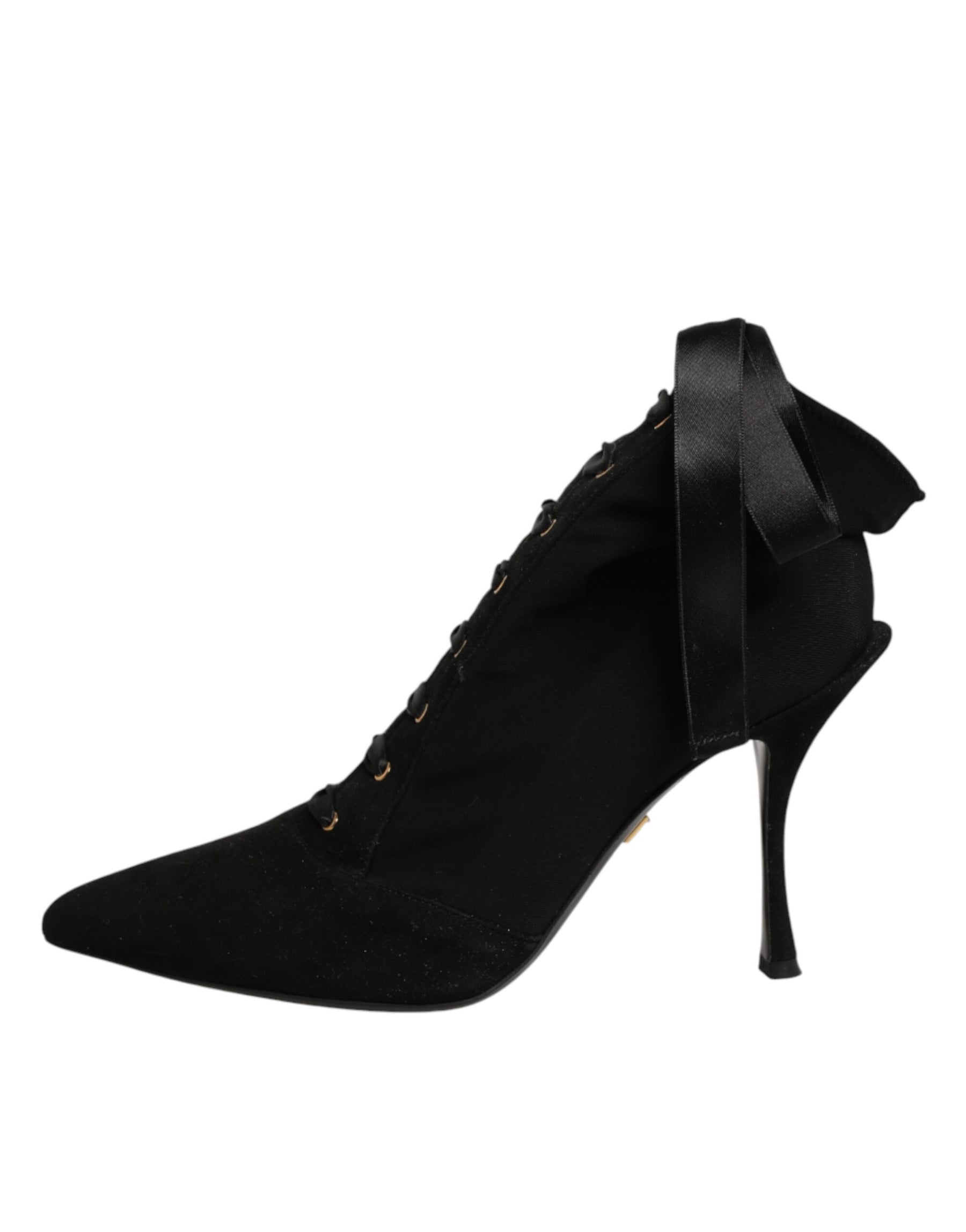 Dolce & Gabbana Black Stiletto Heels Lace Up Boots Shoes | Regal Royce