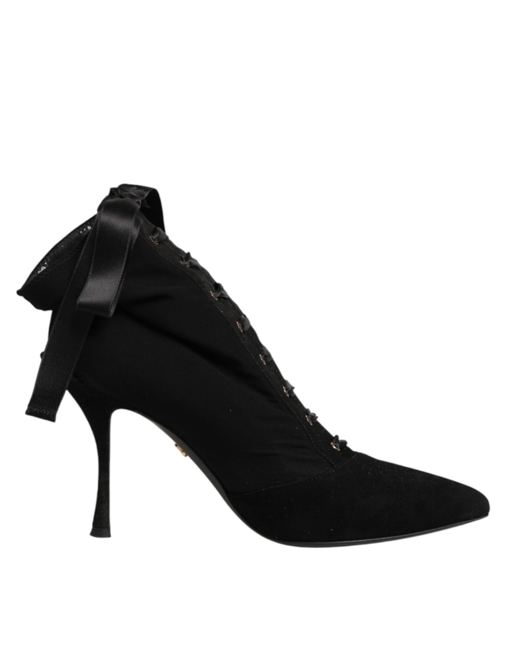 Dolce & Gabbana Black Stiletto Heels Lace Up Boots Shoes | Regal Royce