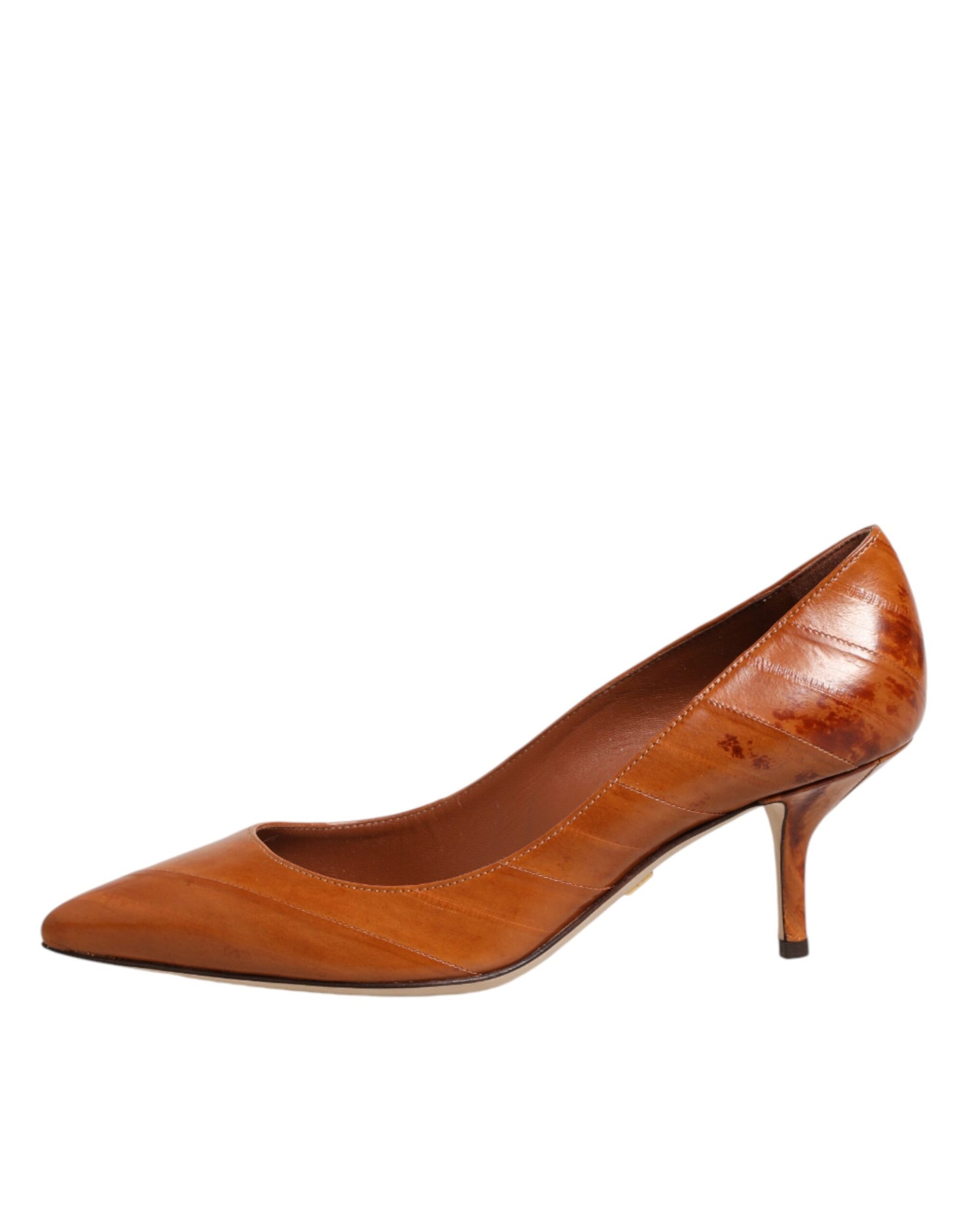 Dolce & Gabbana Brown Leather Kitten Heels Pumps Shoes | Regal Royce
