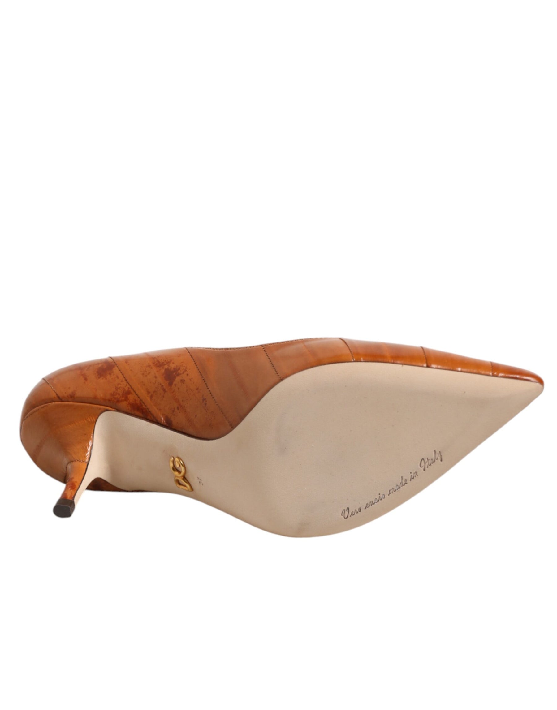 Dolce & Gabbana Brown Leather Kitten Heels Pumps Shoes | Regal Royce