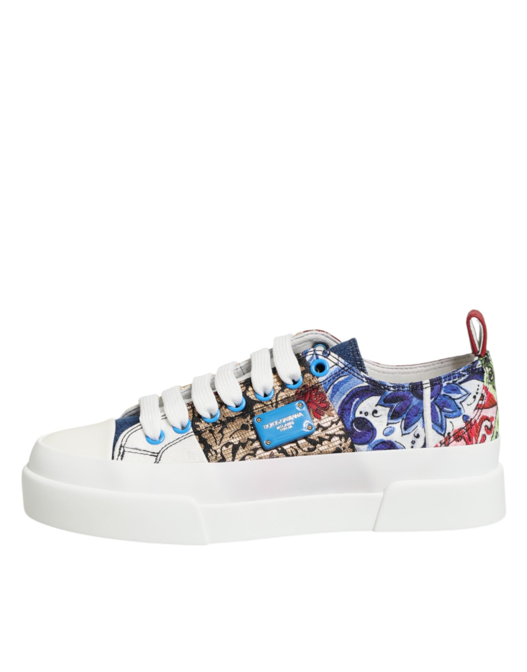 Dolce & Gabbana Multicolor Patchwork Low Top Sneakers Shoes | Regal Royce