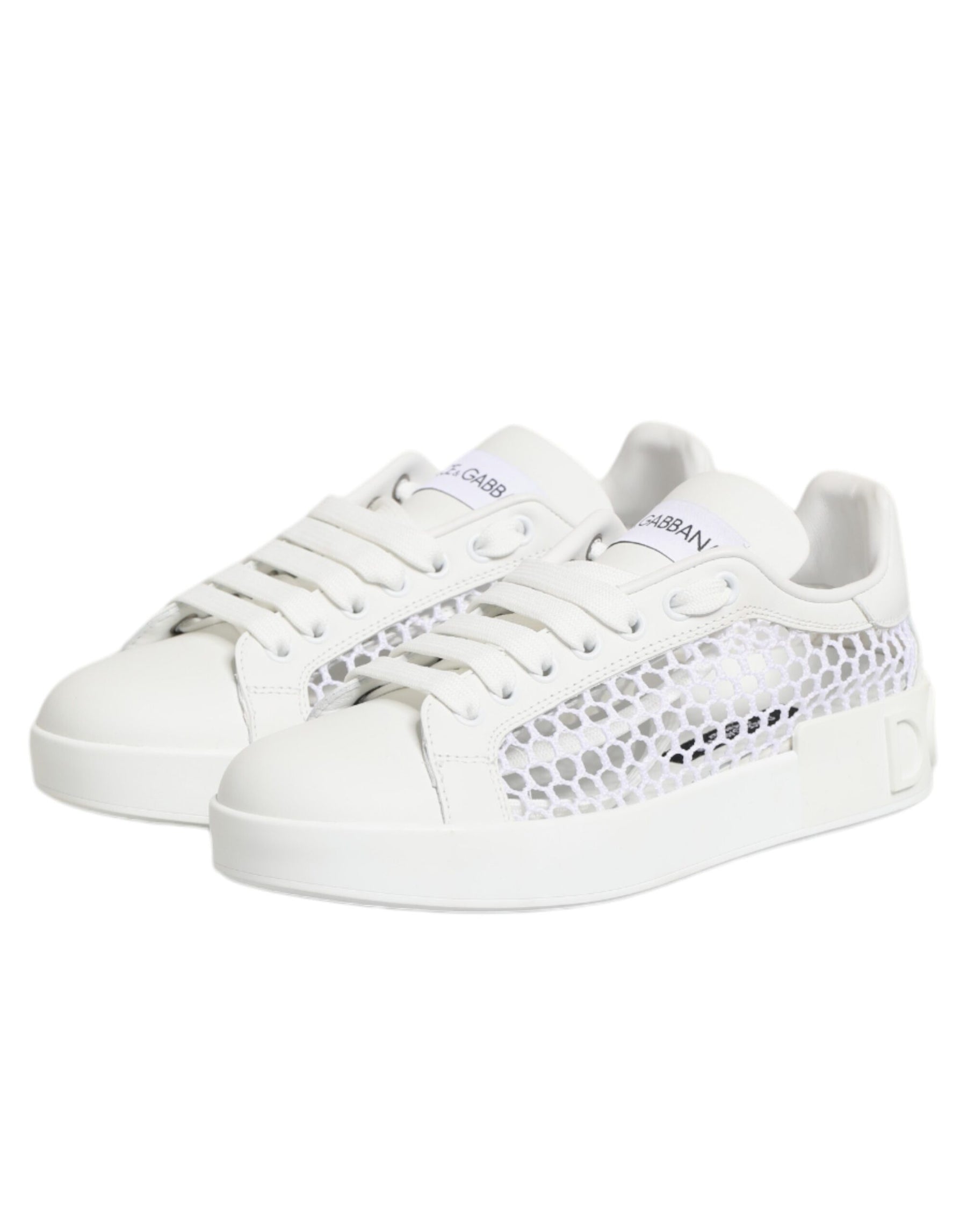 Dolce & Gabbana White Mesh Inserts Low Top Sneakers Shoes | Regal Royce