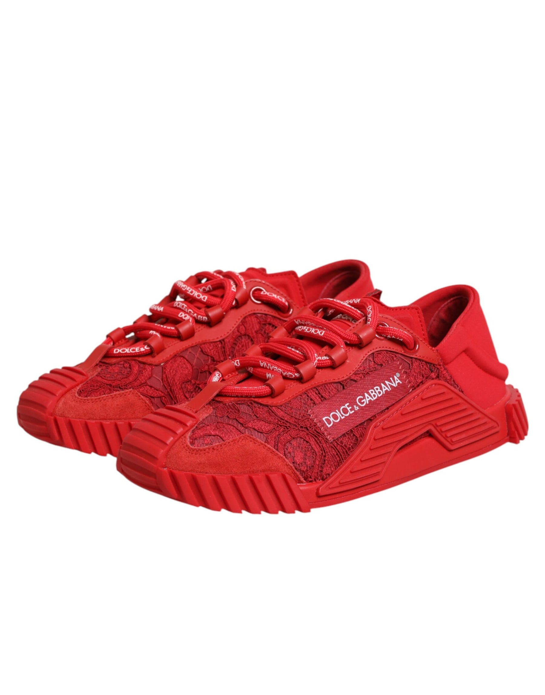 Dolce & Gabbana Red Logo Lace Low Top NS1 Sneakers Shoes | Regal Royce