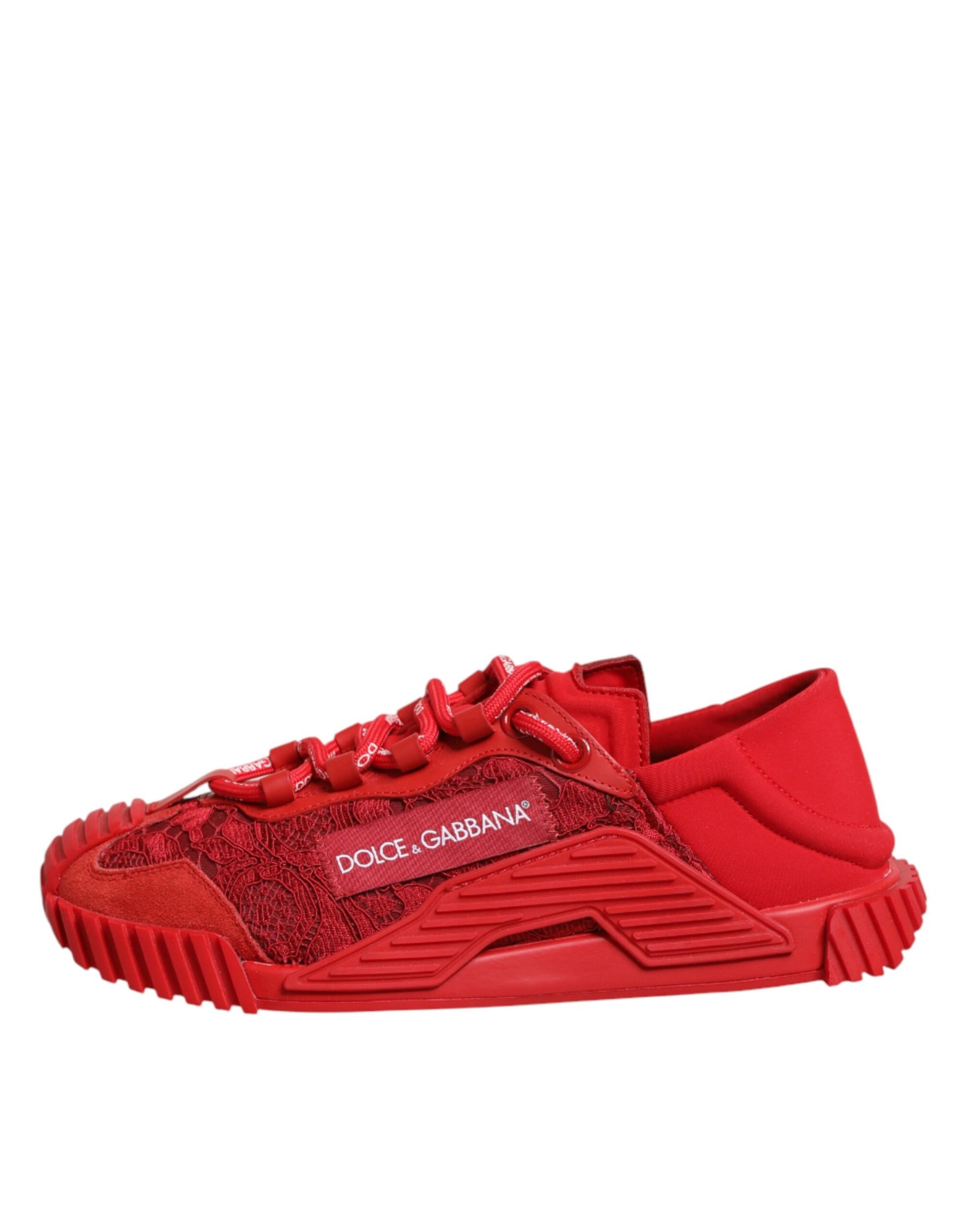 Dolce & Gabbana Red Logo Lace Low Top NS1 Sneakers Shoes | Regal Royce