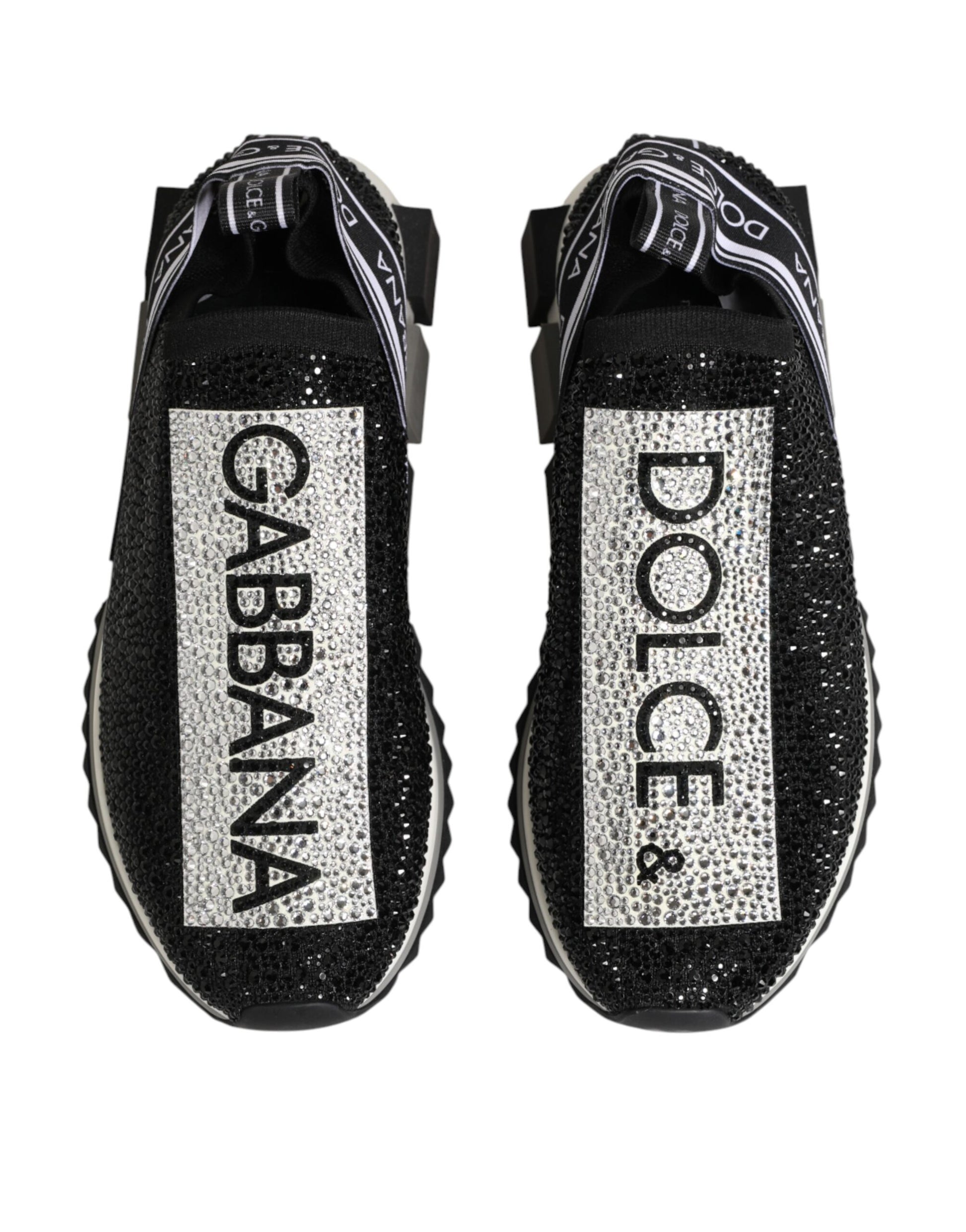 Dolce & Gabbana Black Silver Slip On Sorrento Sneakers Shoes