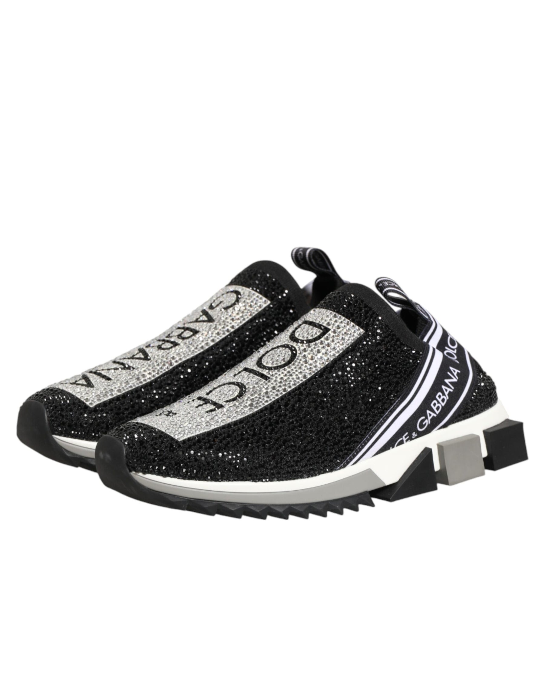 Dolce & Gabbana Black Silver Slip On Sorrento Sneakers Shoes | Regal Royce