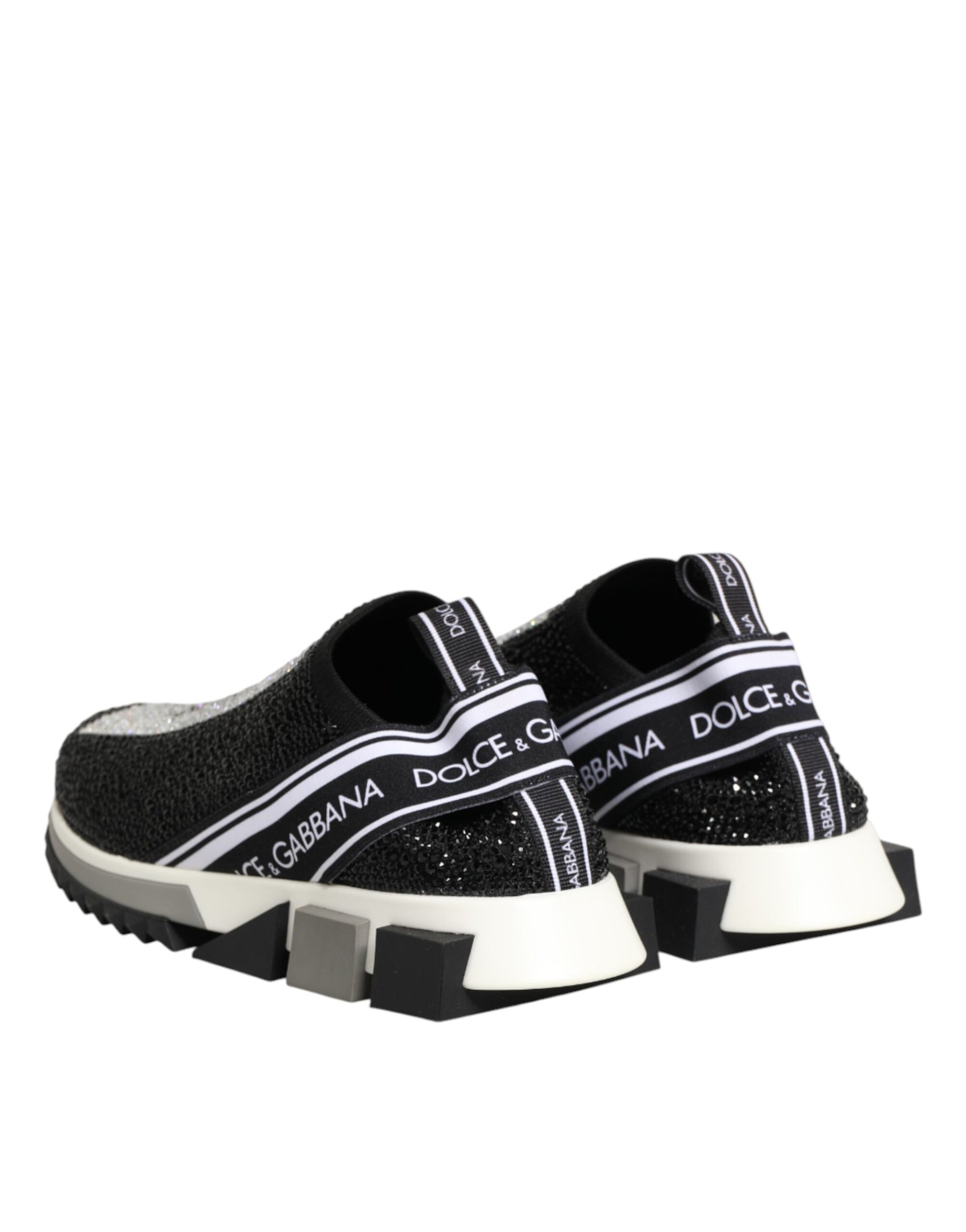 Dolce & Gabbana Black Silver Slip On Sorrento Sneakers Shoes | Regal Royce