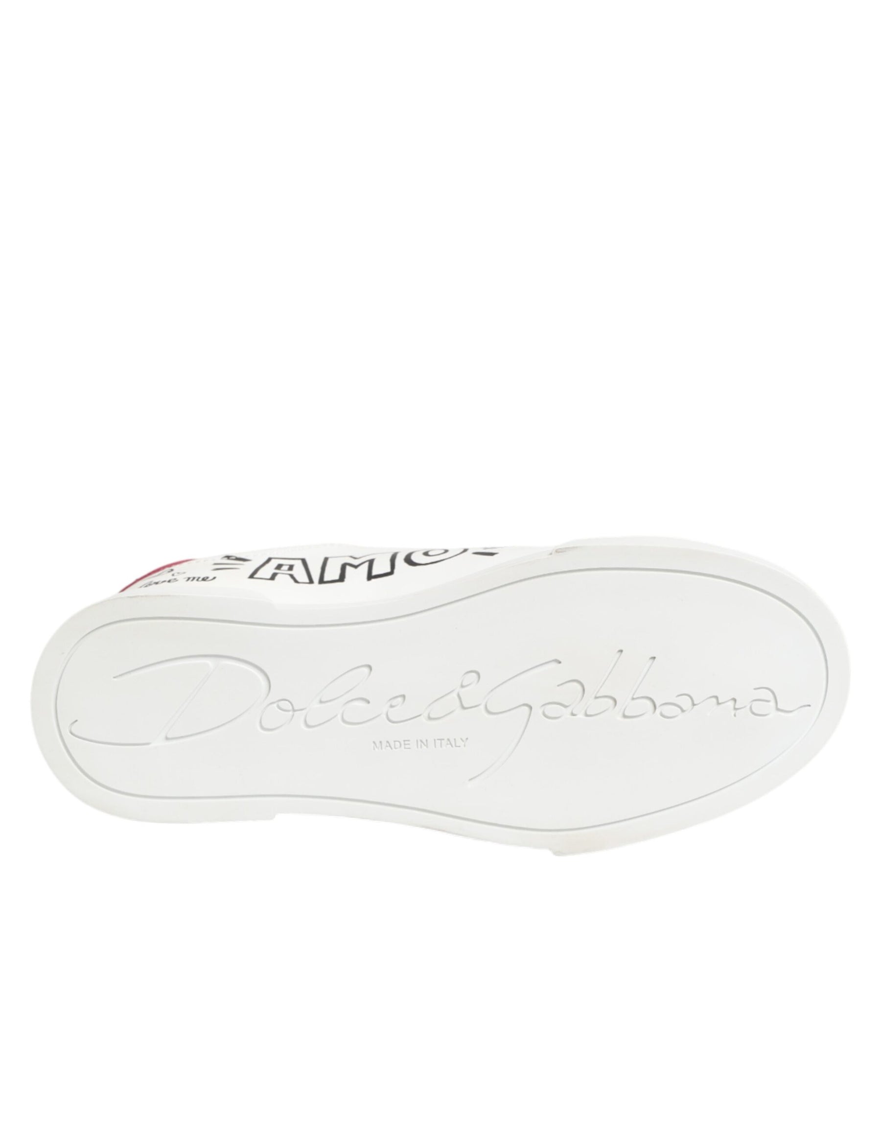 Dolce & Gabbana White Leather Graffiti Low Top Sneakers Shoes | Regal Royce