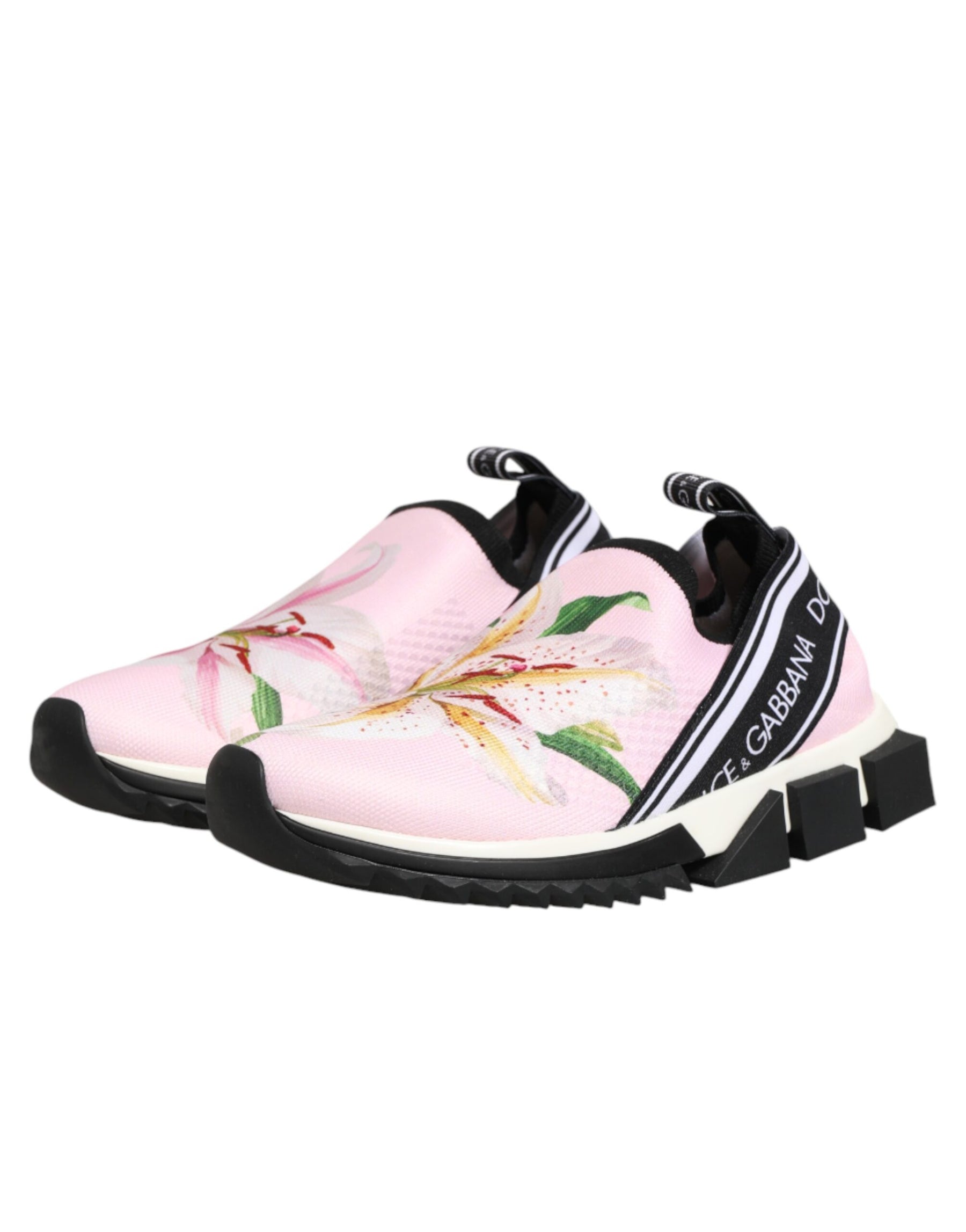 Dolce & Gabbana Pink Floral Sorrento Low Top Sneakers Shoes | Regal Royce