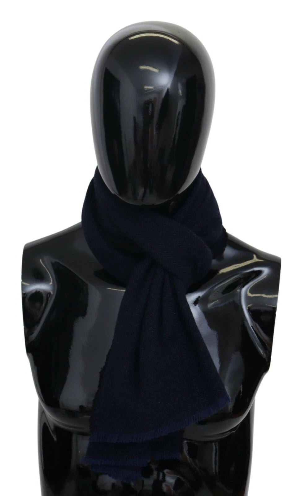 M Missoni Dark Blue Wool Unisex Neck Wrap Fringes Logo Scarf | Regal Royce
