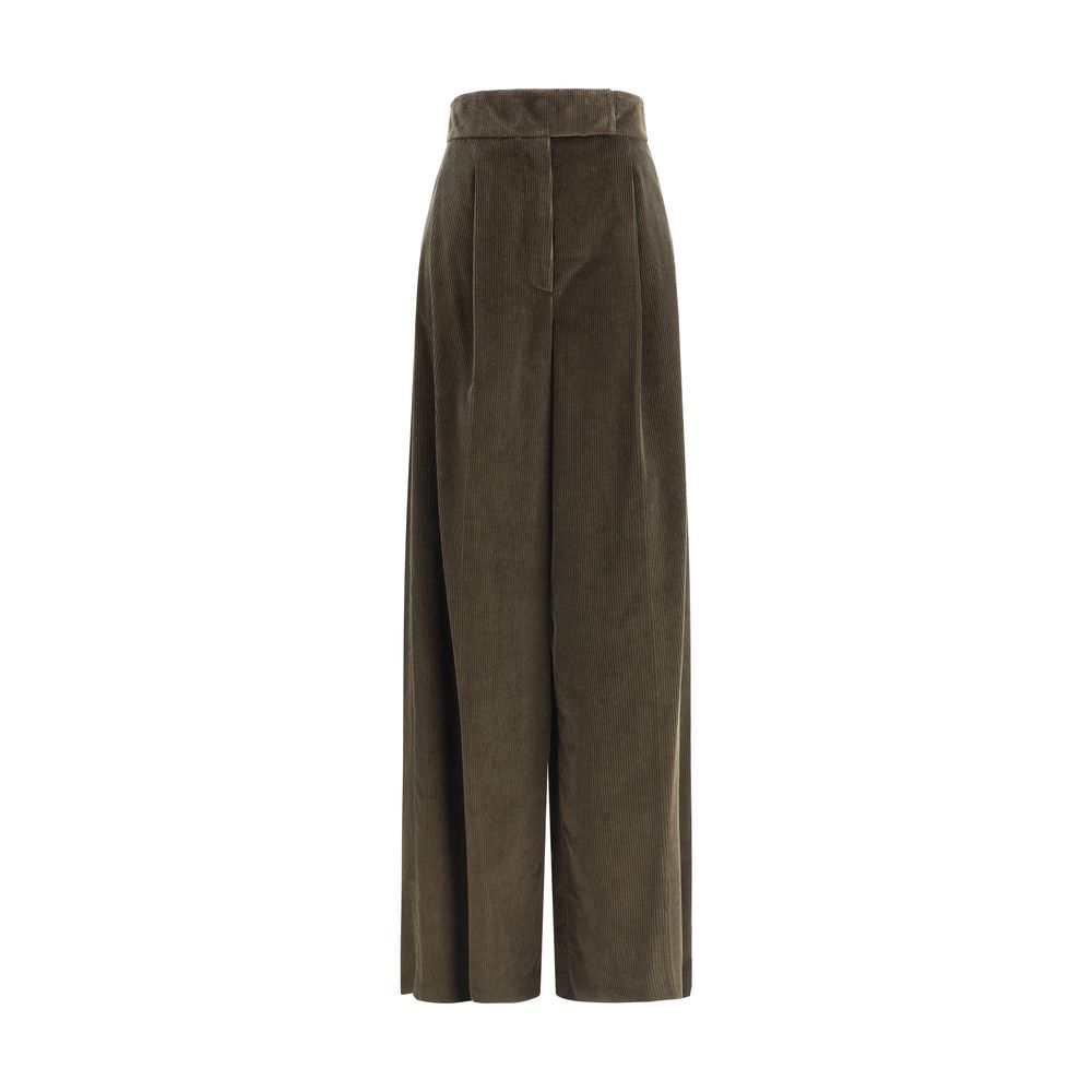 Max Mara Green Cotton Casual Pants
