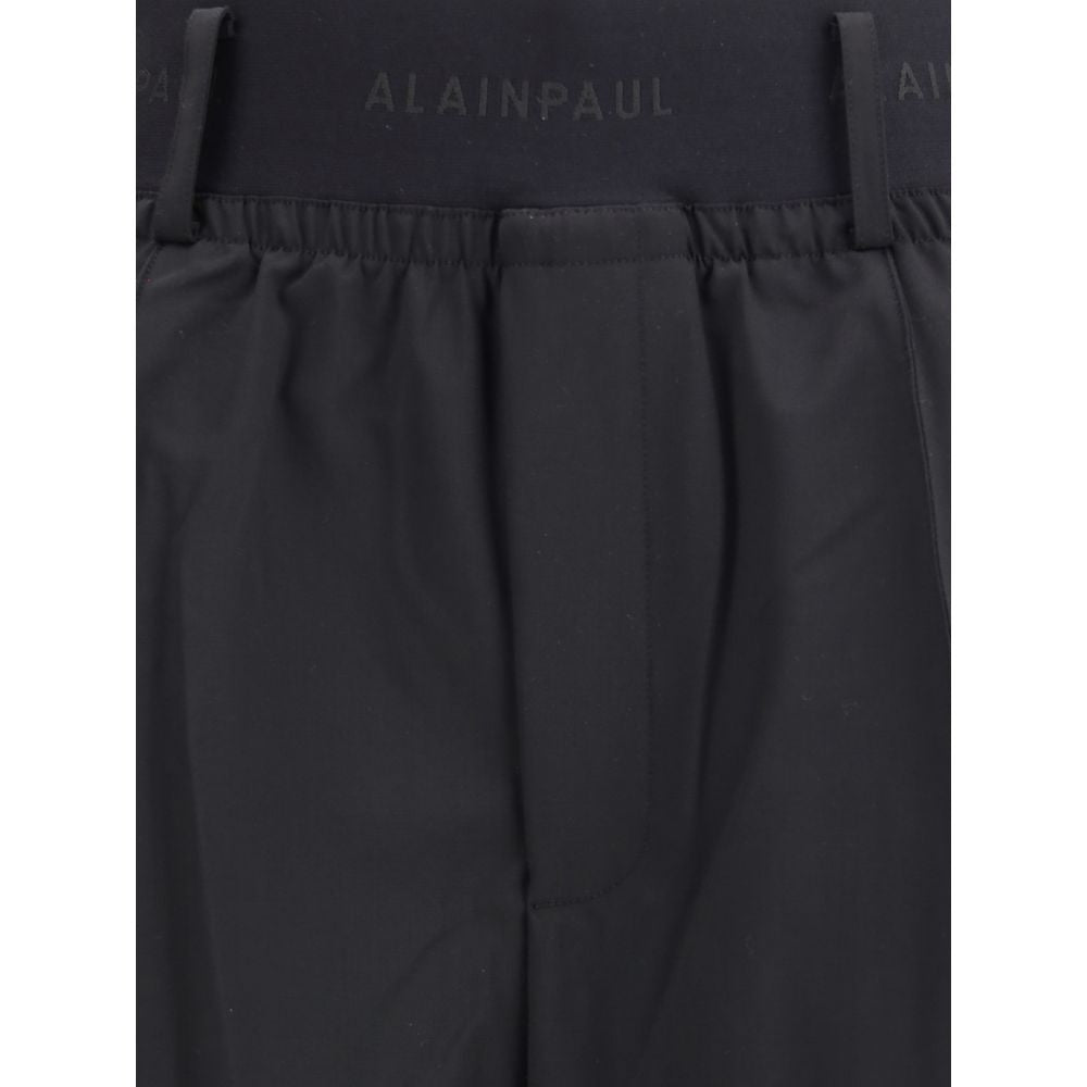 ALAINPAUL Black Fleece Wool Casual Pants | Regal Royce