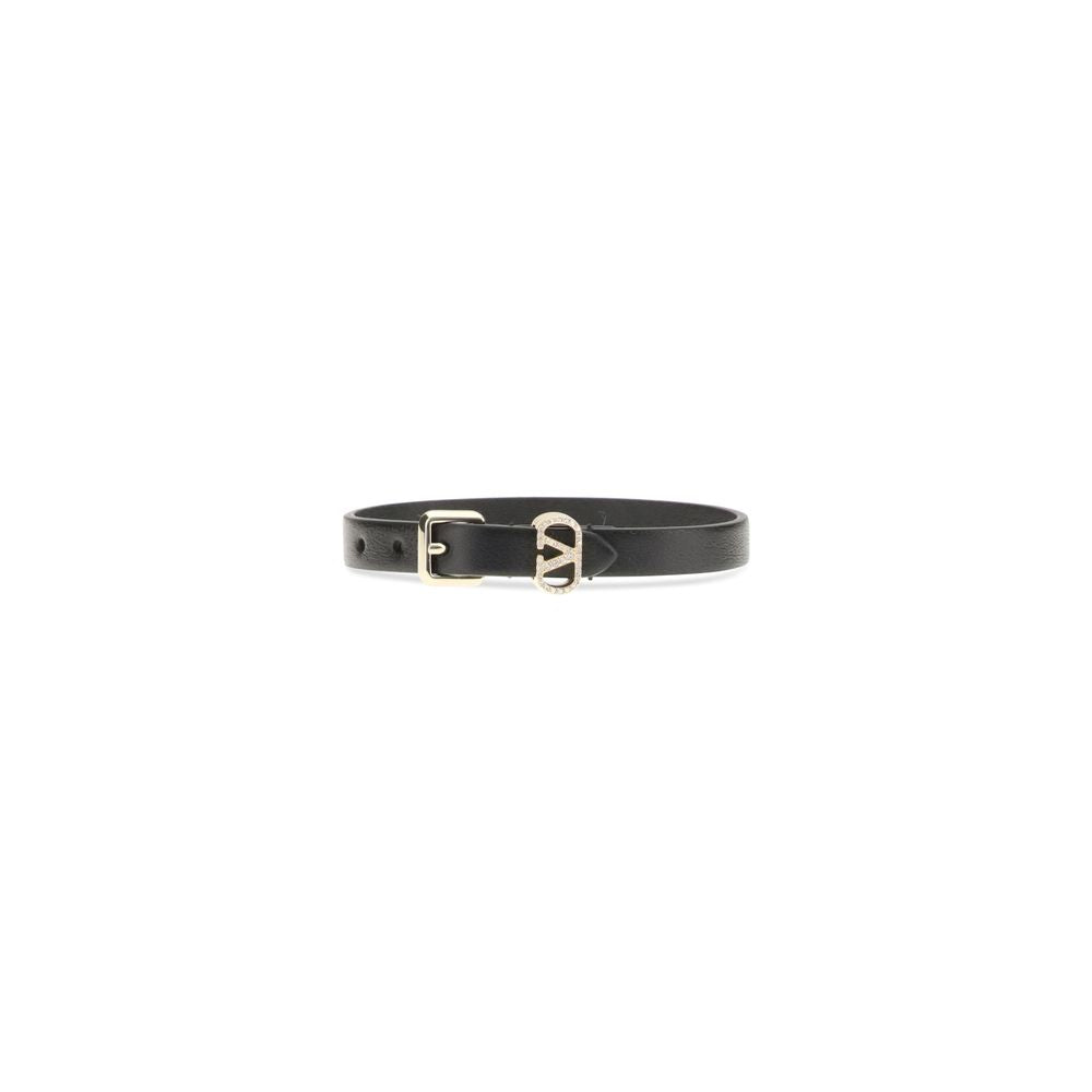 Valentino Garavani Black Calf Leather Bos Taurus Bracelet | Regal Royce