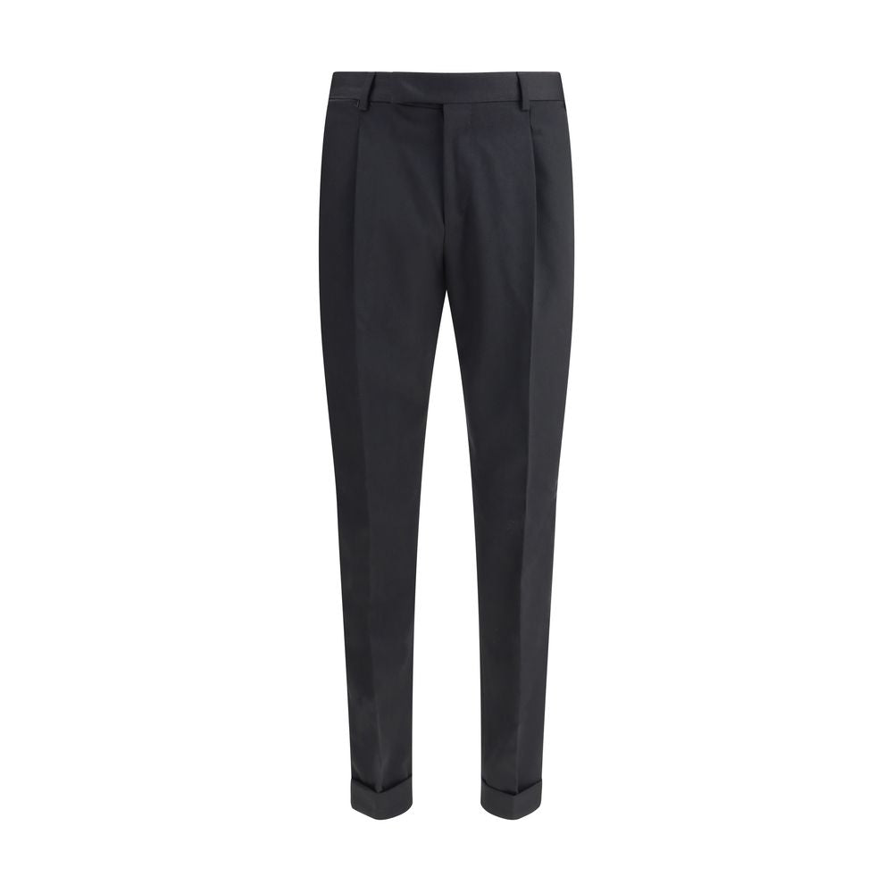 PT Torino Black Fleece Wool Casual Pants | Regal Royce