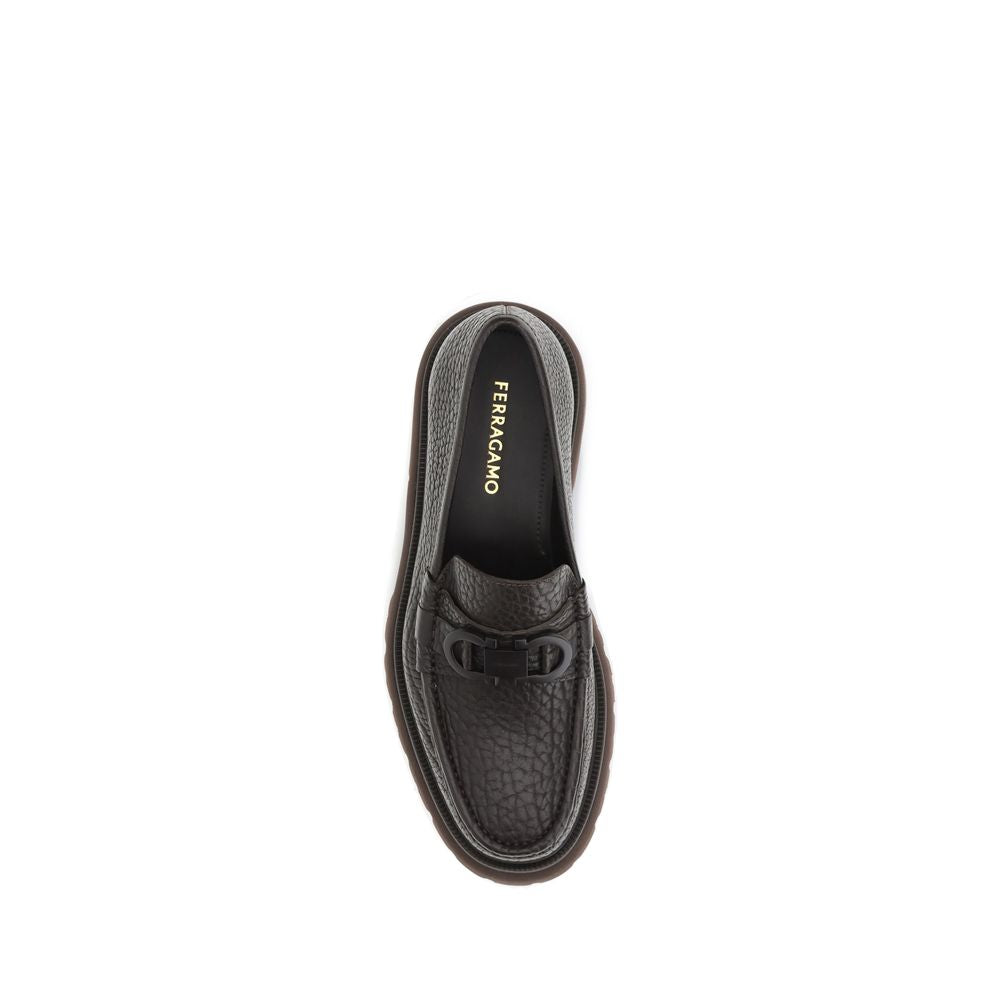 Ferragamo Brown Calf Leather Bos Taurus Slip-On Loafers | Regal Royce