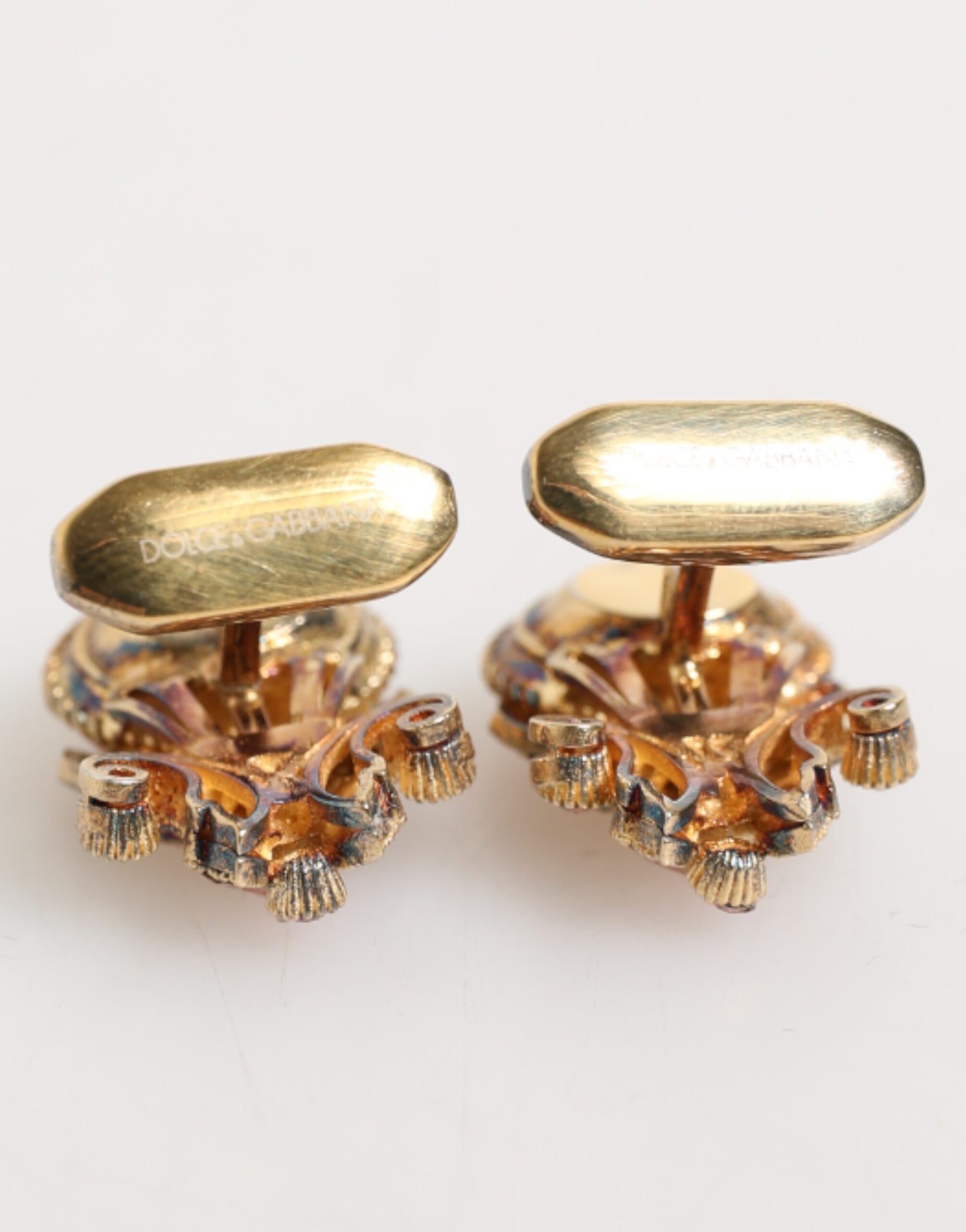 Dolce & Gabbana Gold Tone 925 Sterling Silver Crystal Accessory Cufflinks | Regal Royce