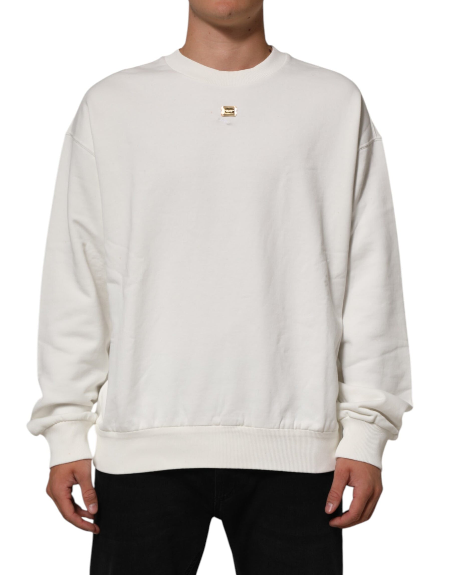 Dolce & Gabbana White DG Logo Crew Neck Sweatshirt Sweater | Regal Royce