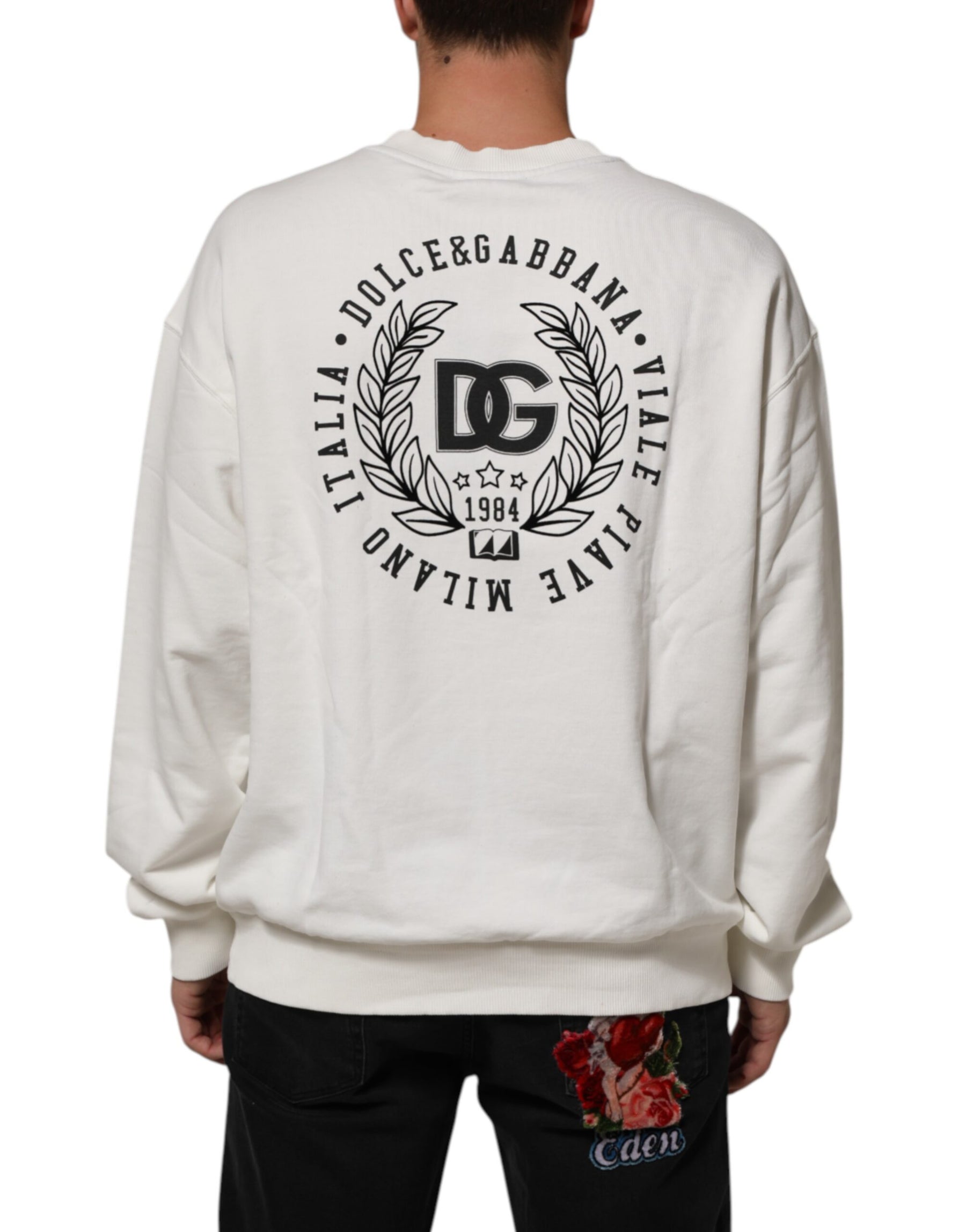 Dolce & Gabbana White DG Logo Crew Neck Sweatshirt Sweater | Regal Royce